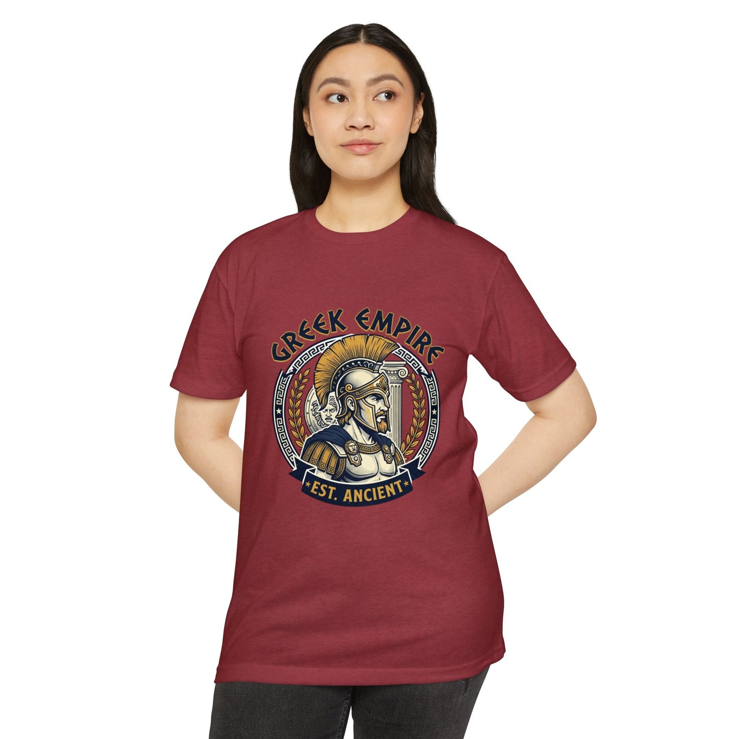 Greek Empire T-Shirt – 'Est. Ancient' Spartan Helmet Graphic