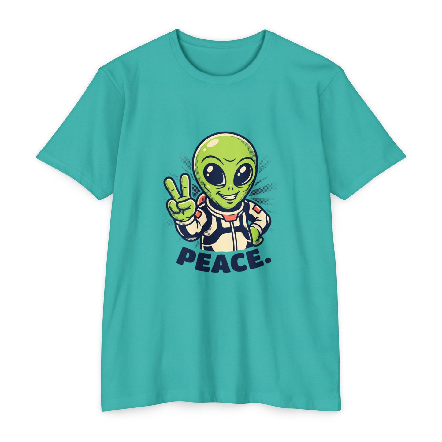 Alien Peace T-Shirt — Cute Green Astronaut Giving Peace Sign