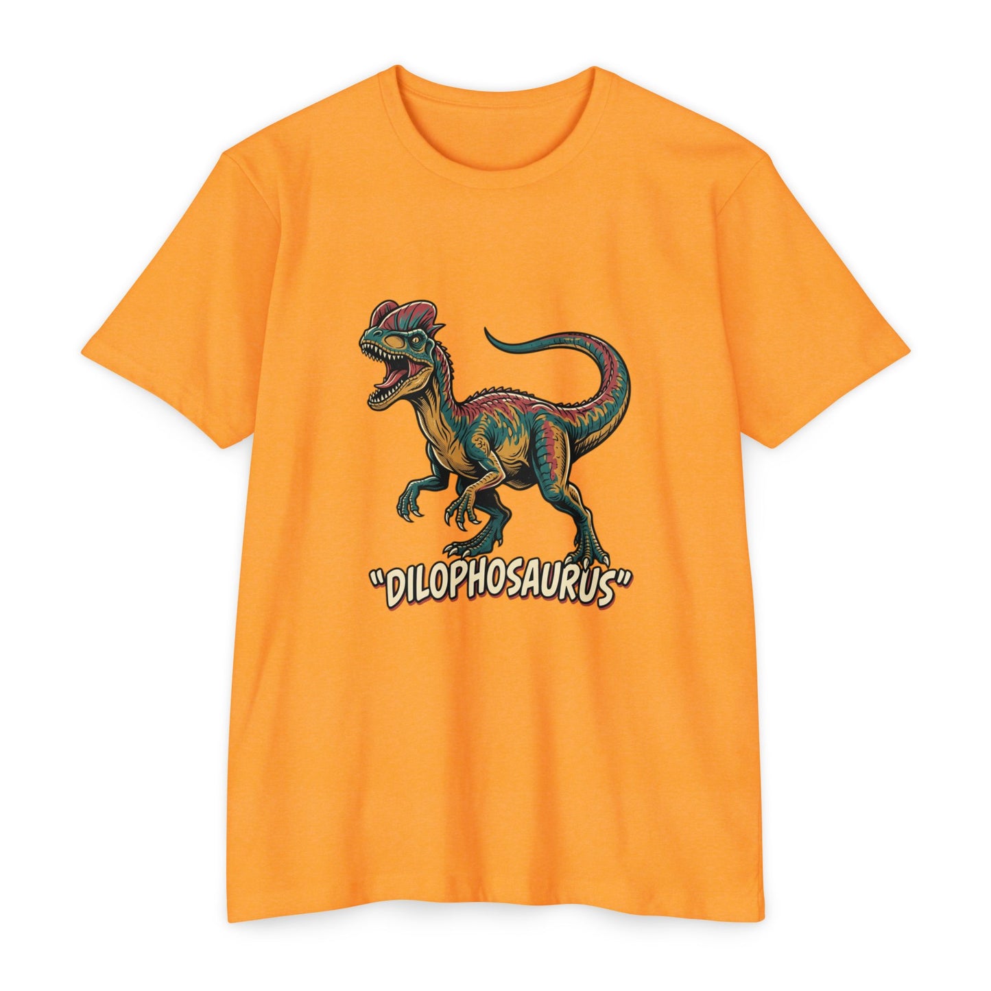 Dilophosaurus Dino T-Shirt — Retro Colorful Dinosaur Graphic Tee