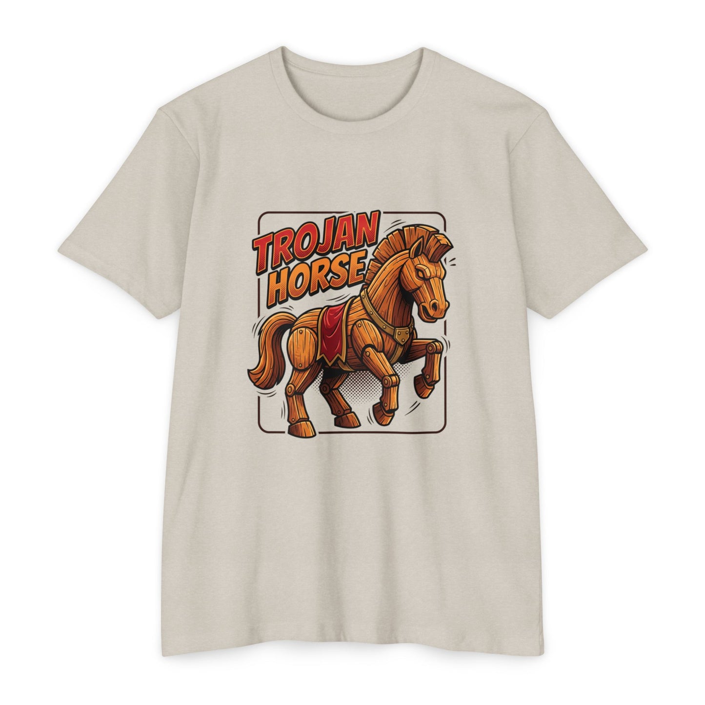 Trojan Horse Graphic Tee - Vintage Wooden Horse Illustration T-Shirt