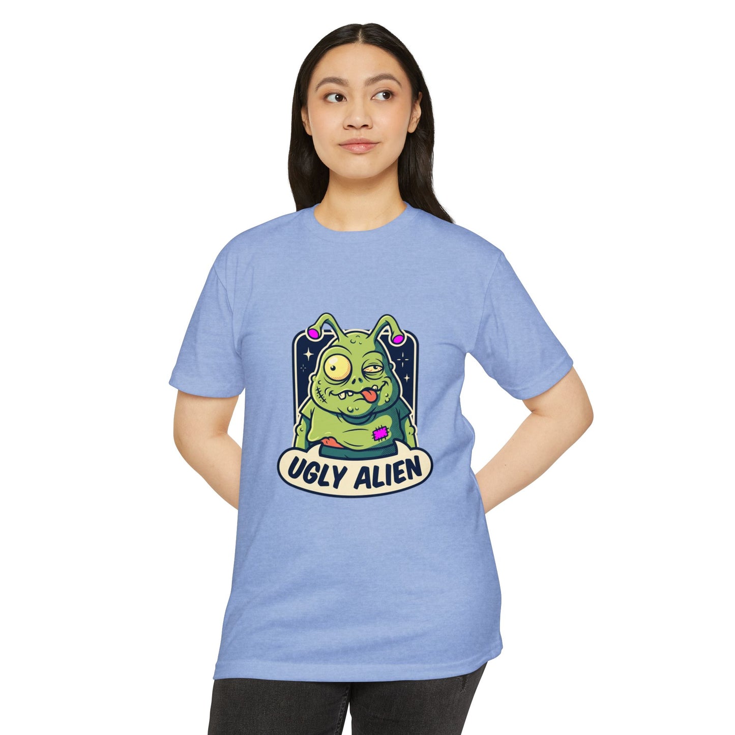 Funny Cute Green Alien T-Shirt — "Ugly Alien" Graphic Tee
