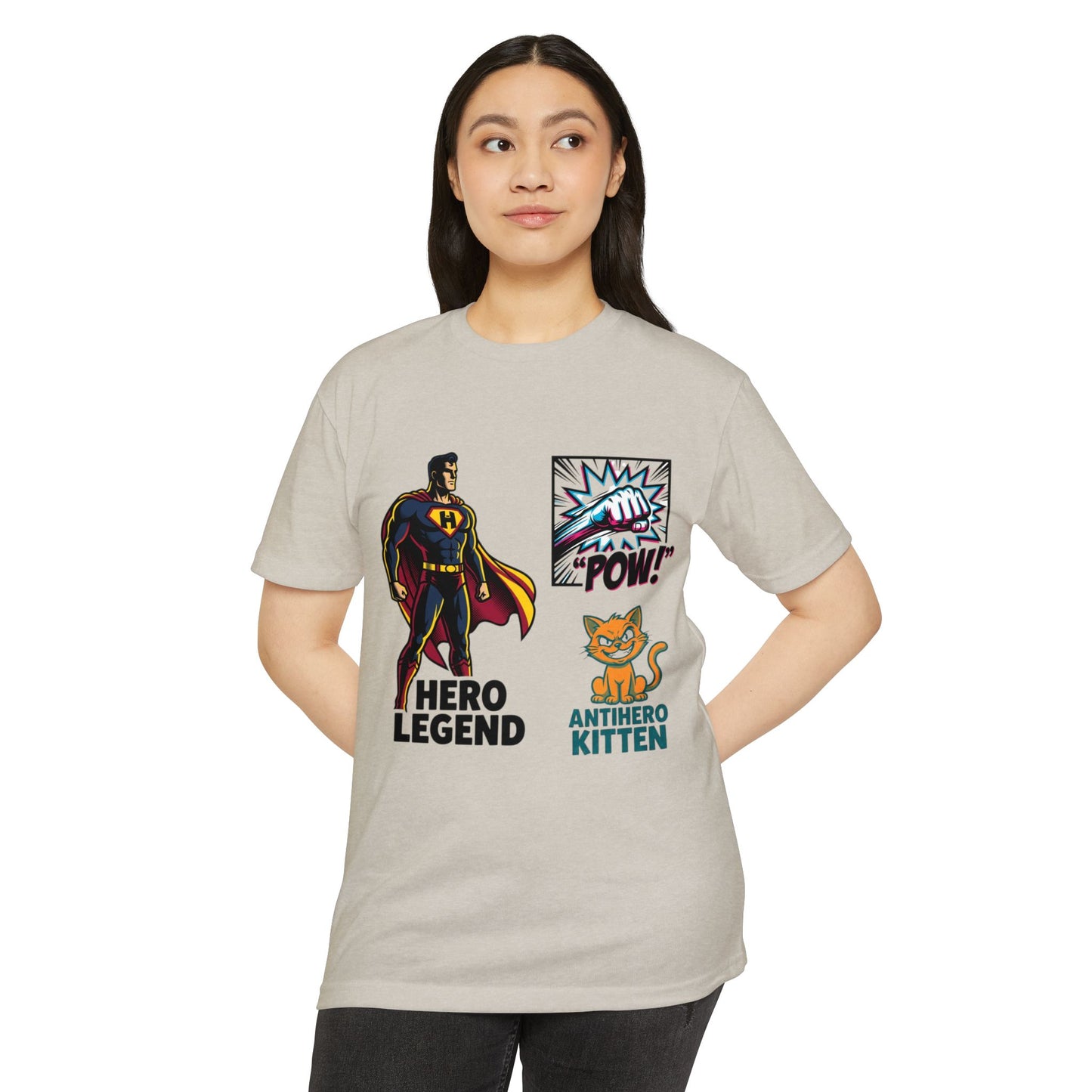 Hero Legend vs Antihero Kitten T-Shirt — Funny Comic Superhero Tee