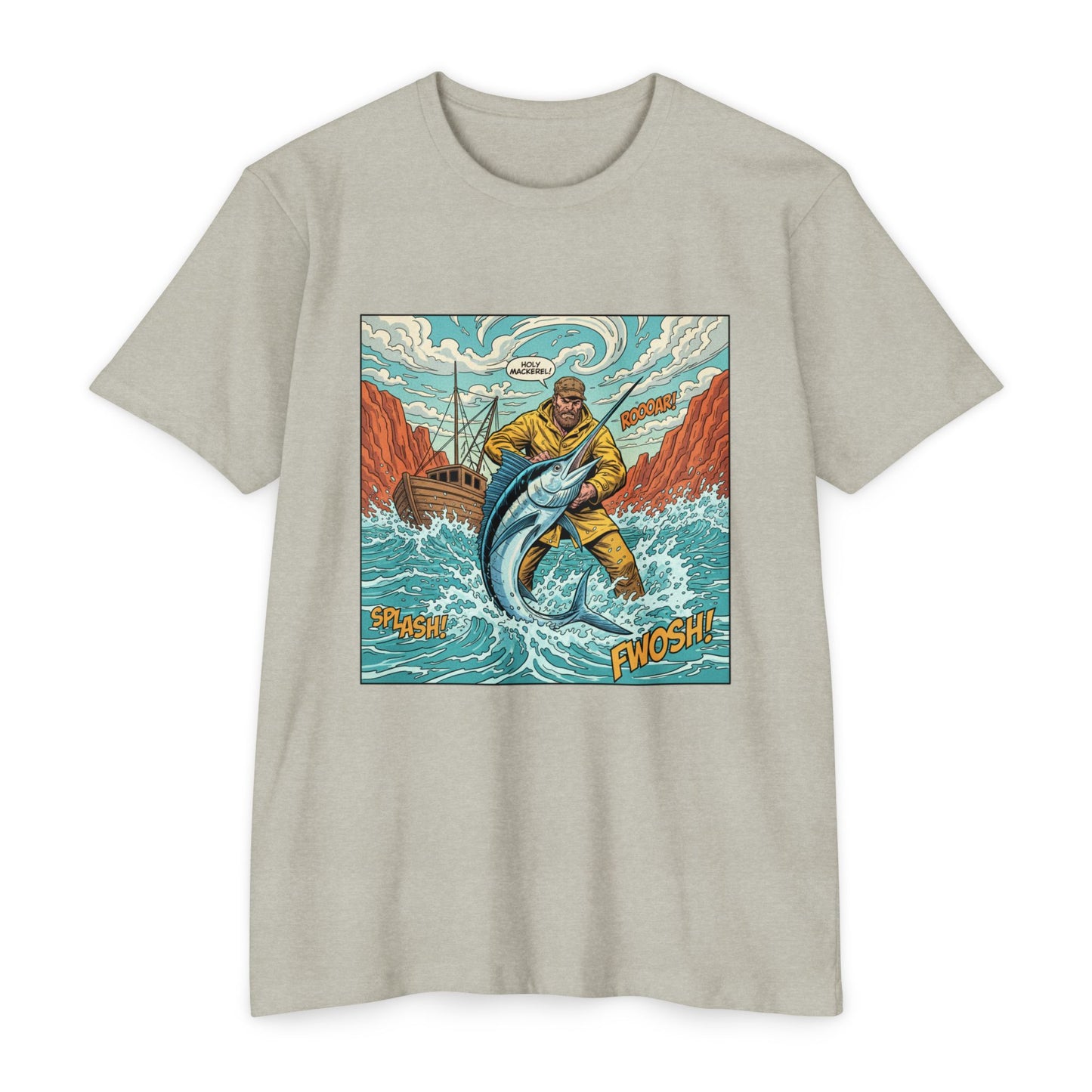 Retro Fisherman 'FWOSH' Fishing Graphic T-Shirt