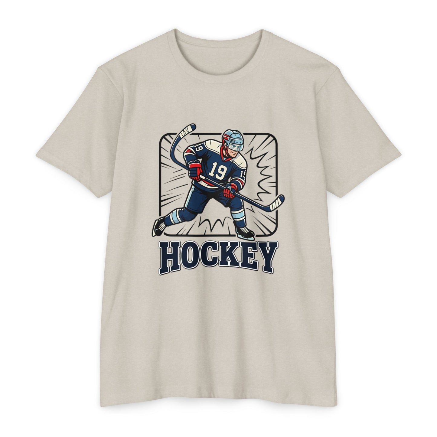 Hockey Player Graphic T-Shirt — Vintage Ice Hockey Jersey Tee