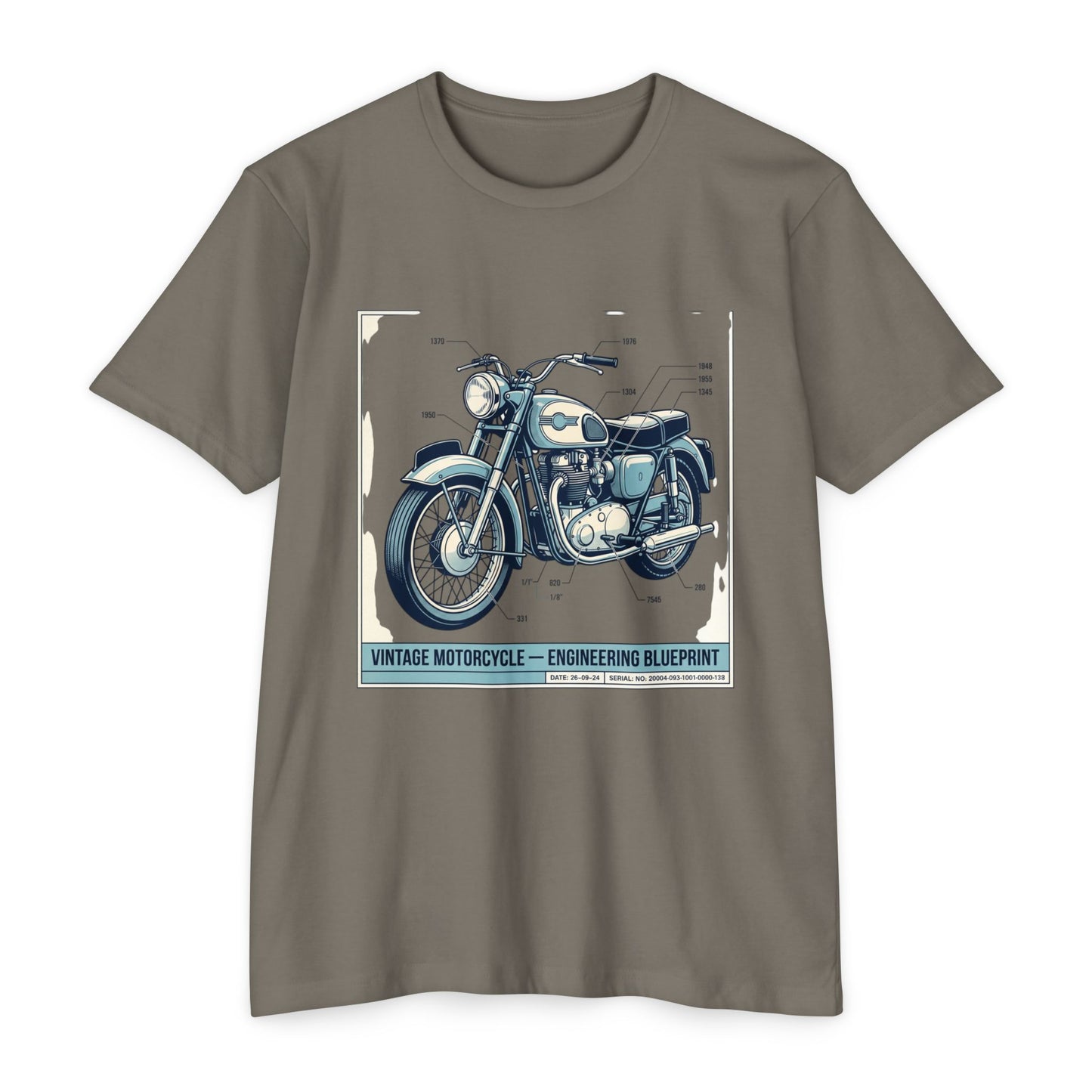 Vintage Motorcycle Blueprint T-Shirt — Classic Engineering Bike Tee