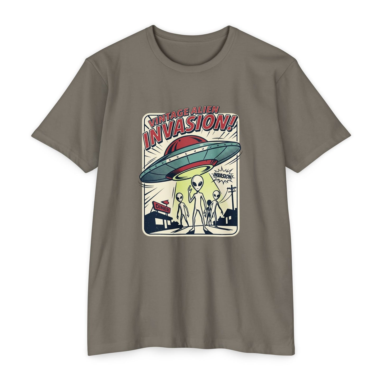 Alien Invasion Vintage UFO Sci‑Fi T-Shirt