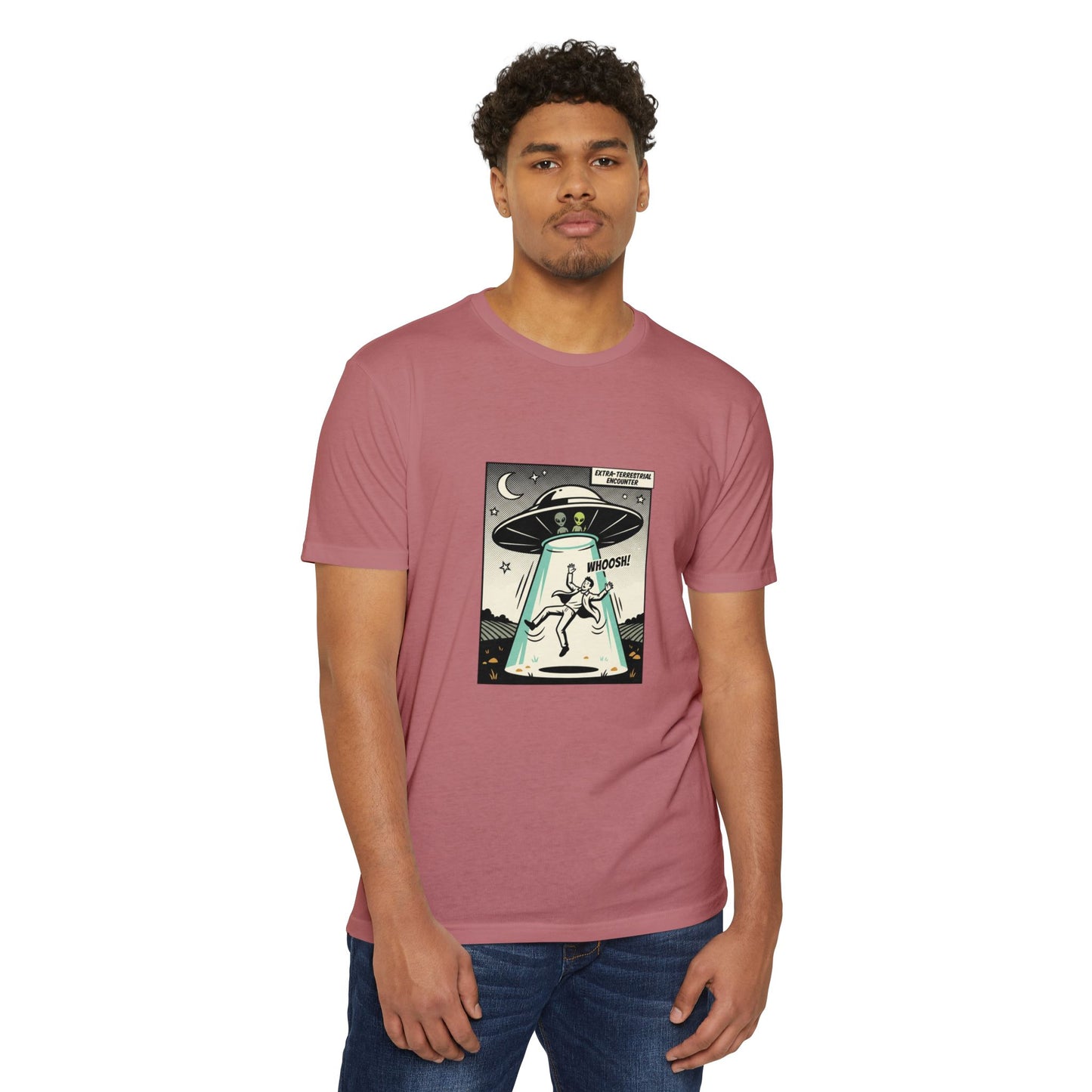 Alien Abduction Graphic Tee — Retro UFO Comic Design