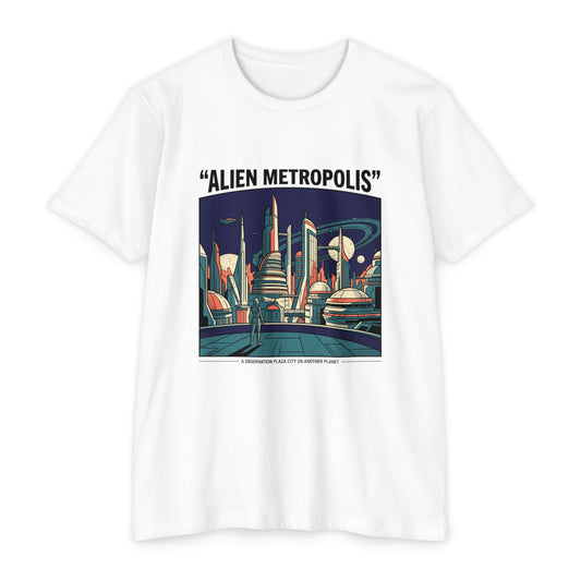 Alien Metropolis Retro Futuristic Sci‑Fi City T-Shirt