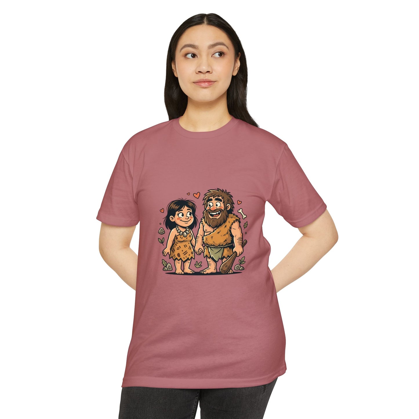Caveman Couple Cartoon T-Shirt — Cute Prehistoric Love Graphic Tee