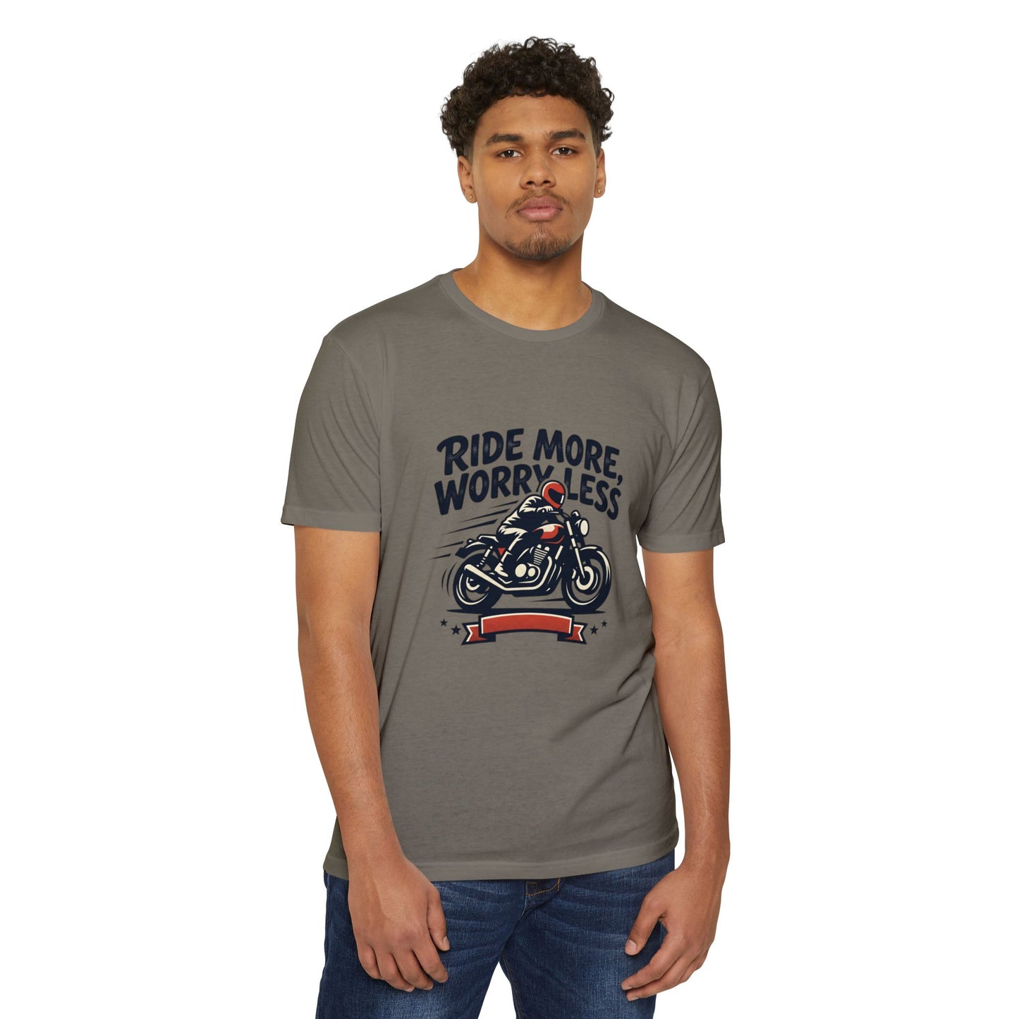 Ride More Worry Less Motorcycle T-Shirt — Biker Tee for Riders & Enthusiasts
