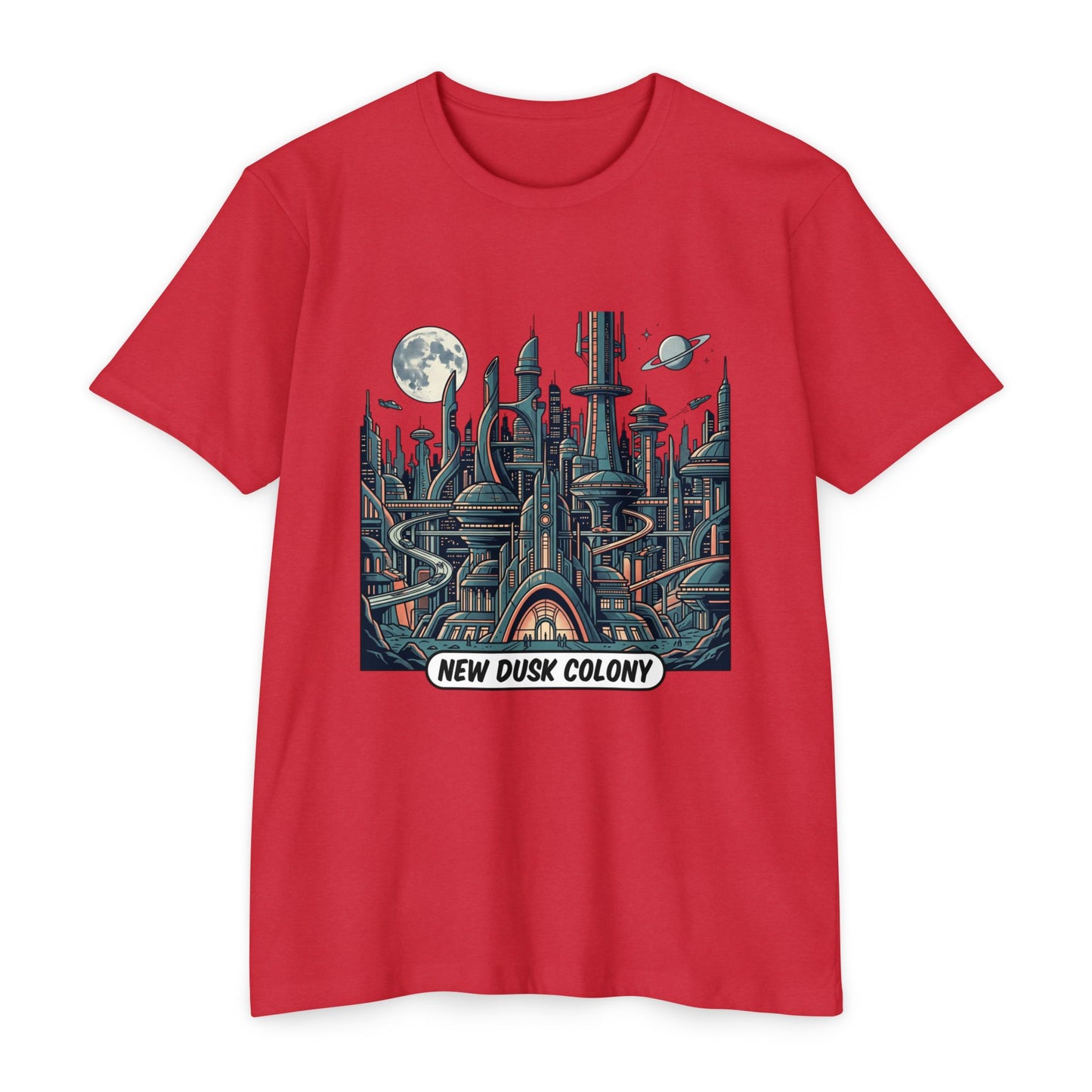 Retro Futuristic Cityscape T-Shirt — New Dusk Colony Tee
