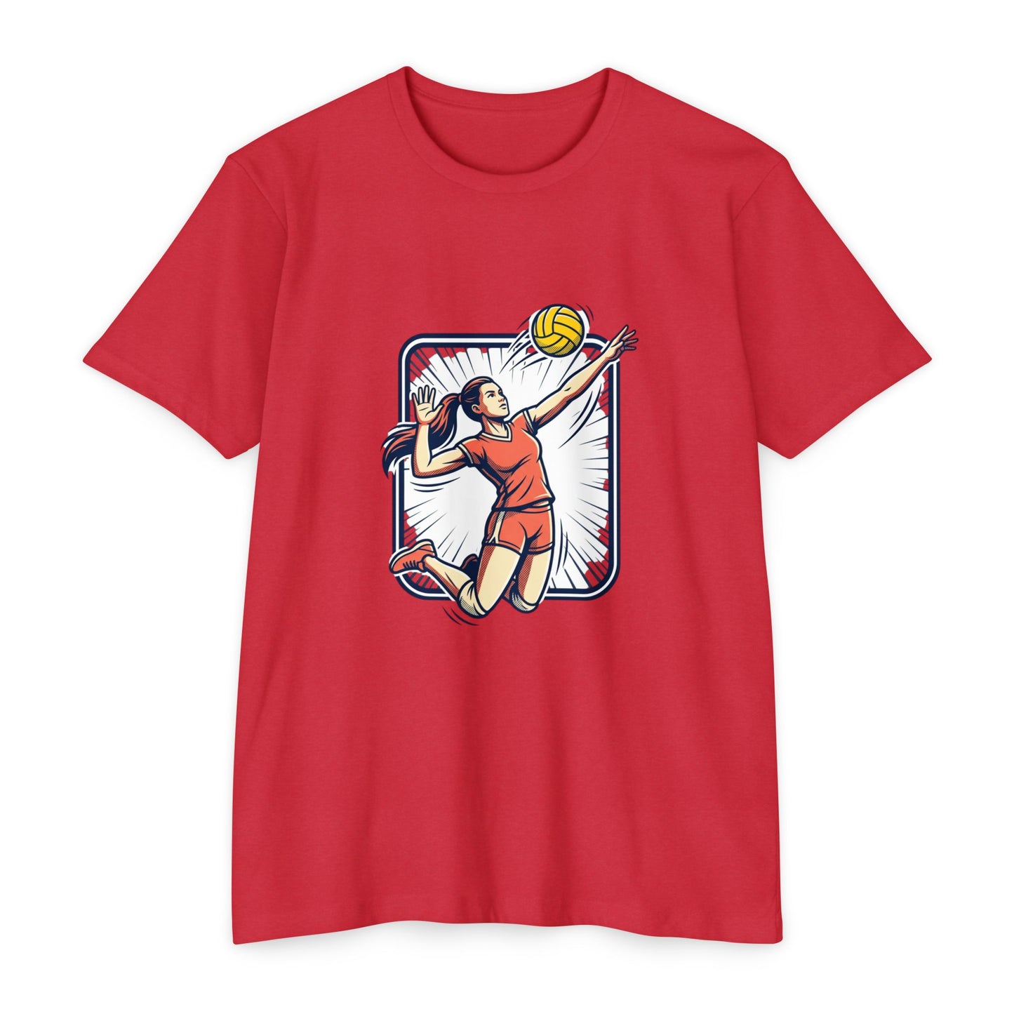 Volleyball Spike Graphic T-Shirt — Female Player Action Tee