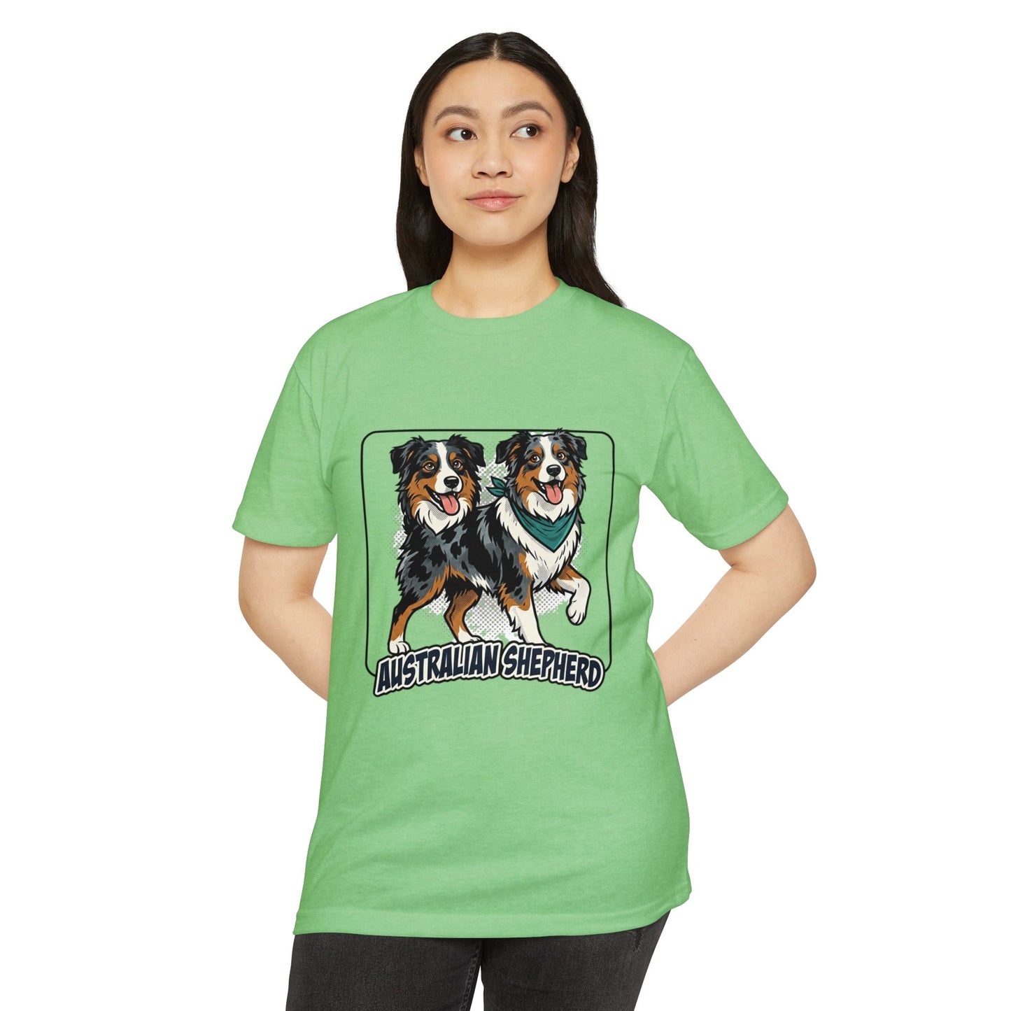 Australian Shepherd Graphic T‑Shirt — Playful Double Dog Illustration