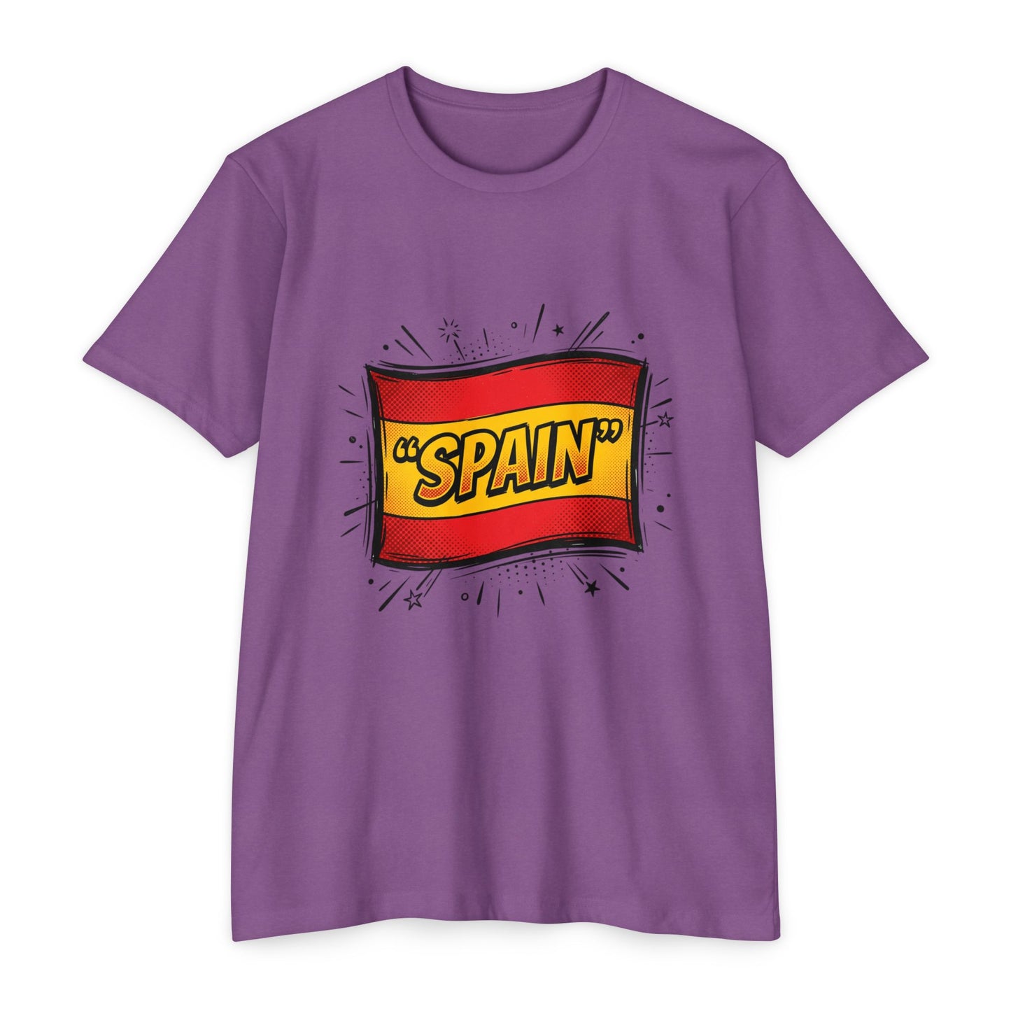 Spain Retro Comic Flag T-Shirt — 'SPAIN' Graphic Tee