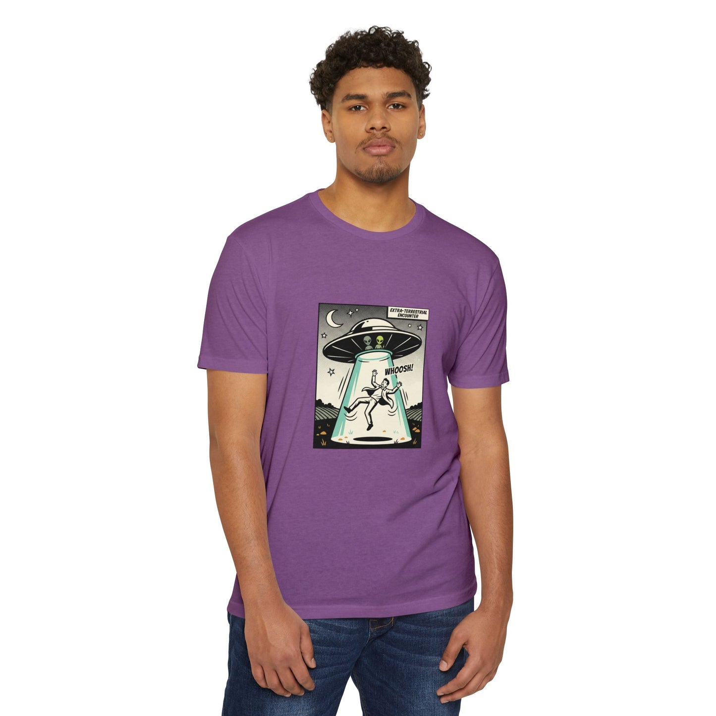Alien Abduction Graphic Tee — Retro UFO Comic Design