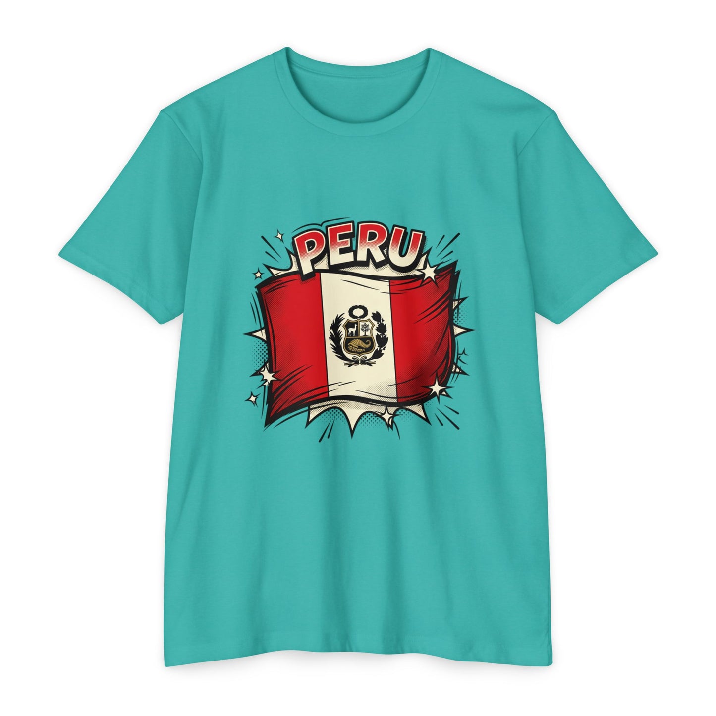 Peru Flag Retro Crest T-Shirt