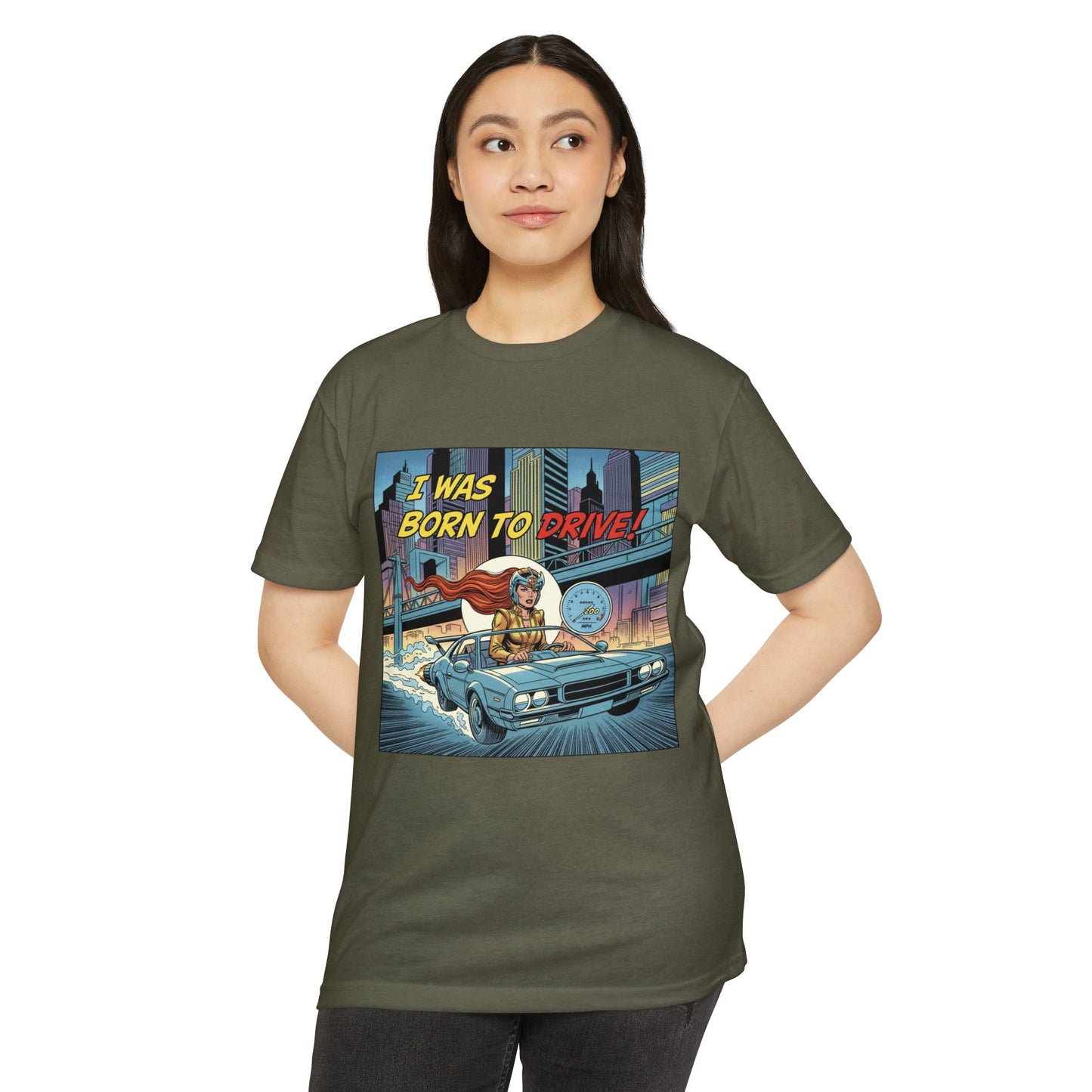 I Was Born to Drive Retro Comic Car T-Shirt