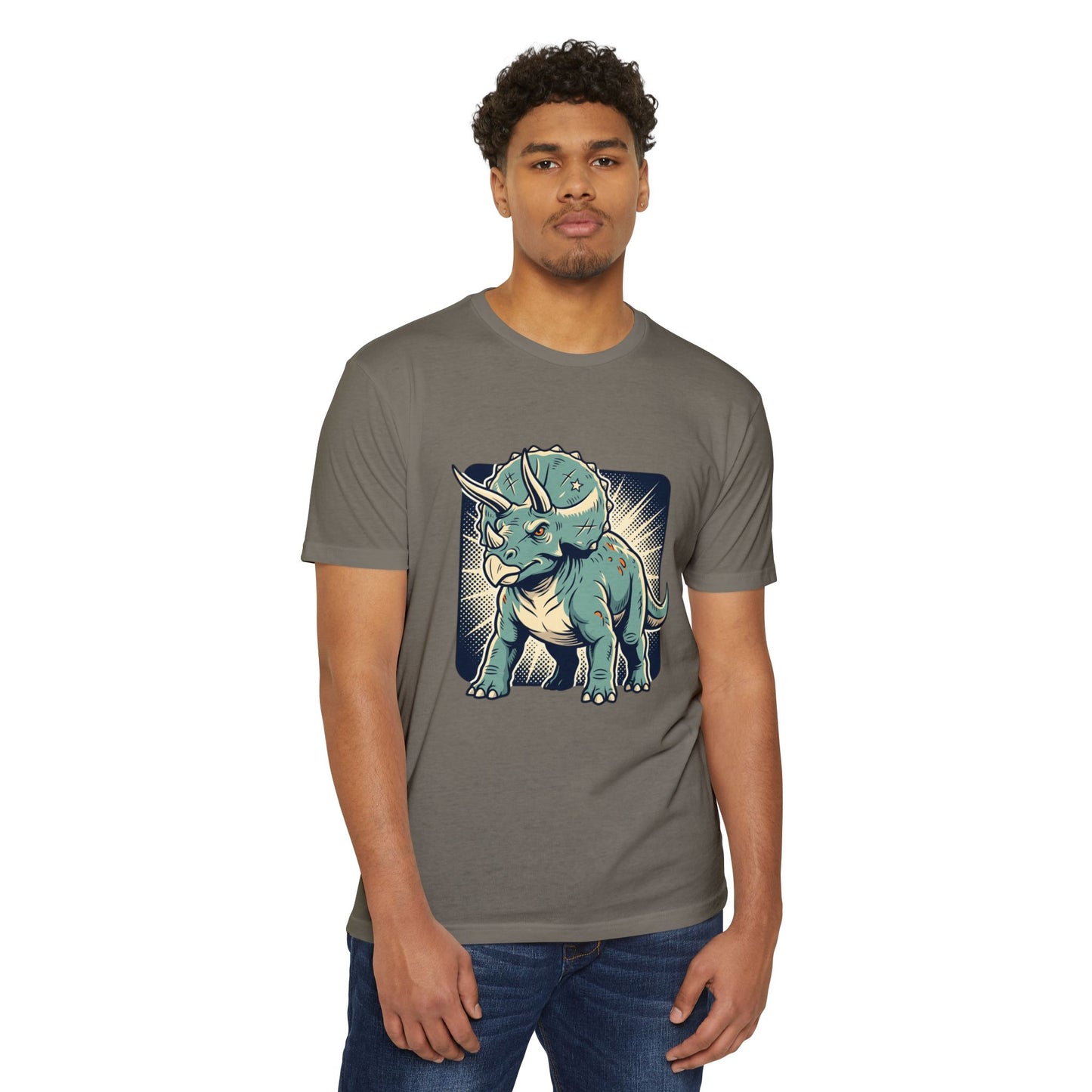 Retro Triceratops Graphic T-Shirt — Vintage Dino Illustration Tee