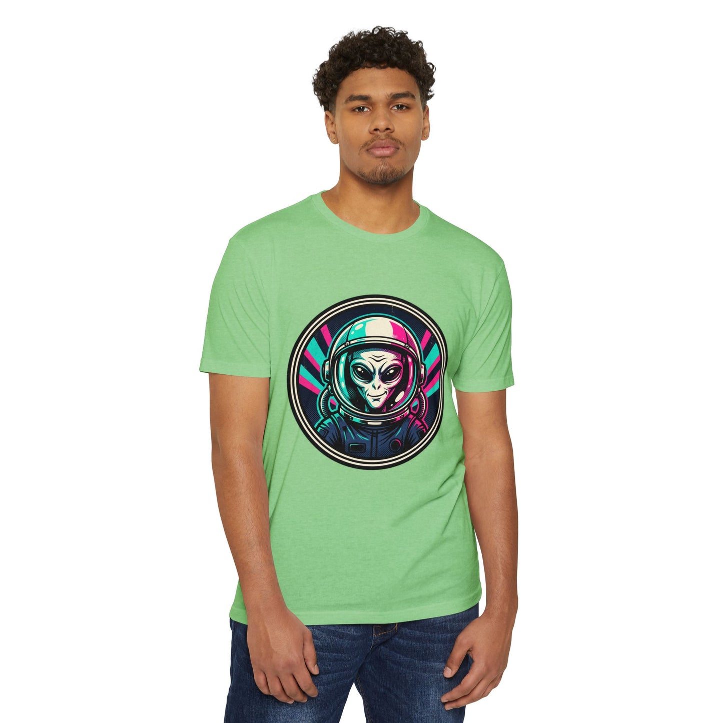 Alien Astronaut Neon Space Crew T‑Shirt