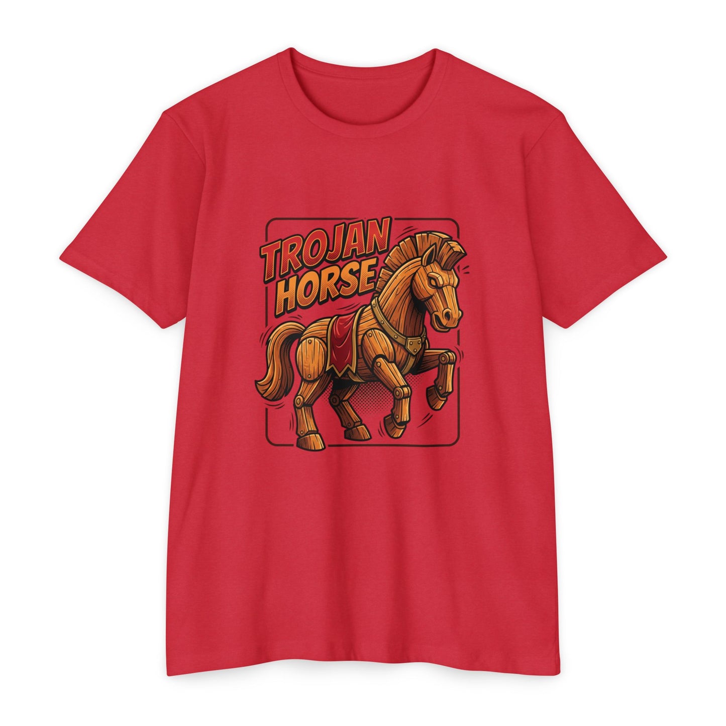 Trojan Horse Graphic Tee - Vintage Wooden Horse Illustration T-Shirt