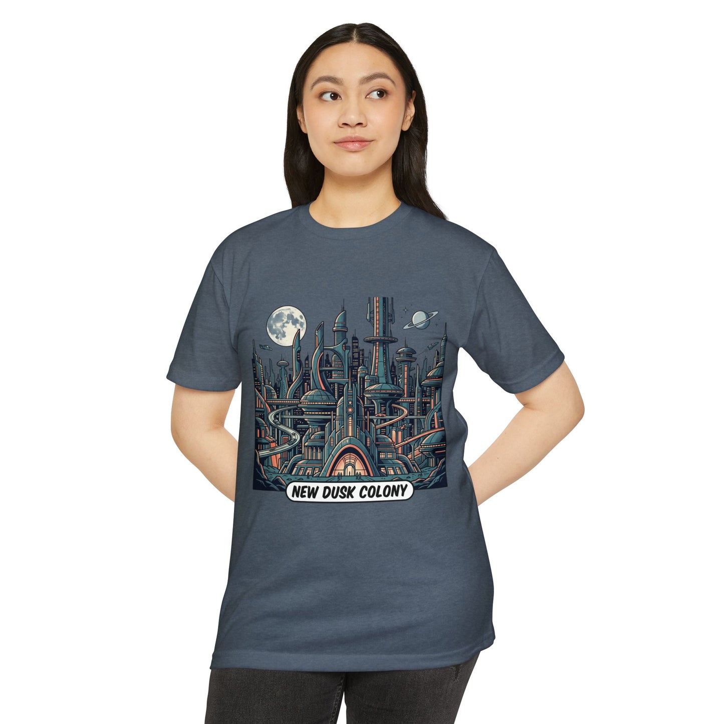 Retro Futuristic Cityscape T-Shirt — New Dusk Colony Tee