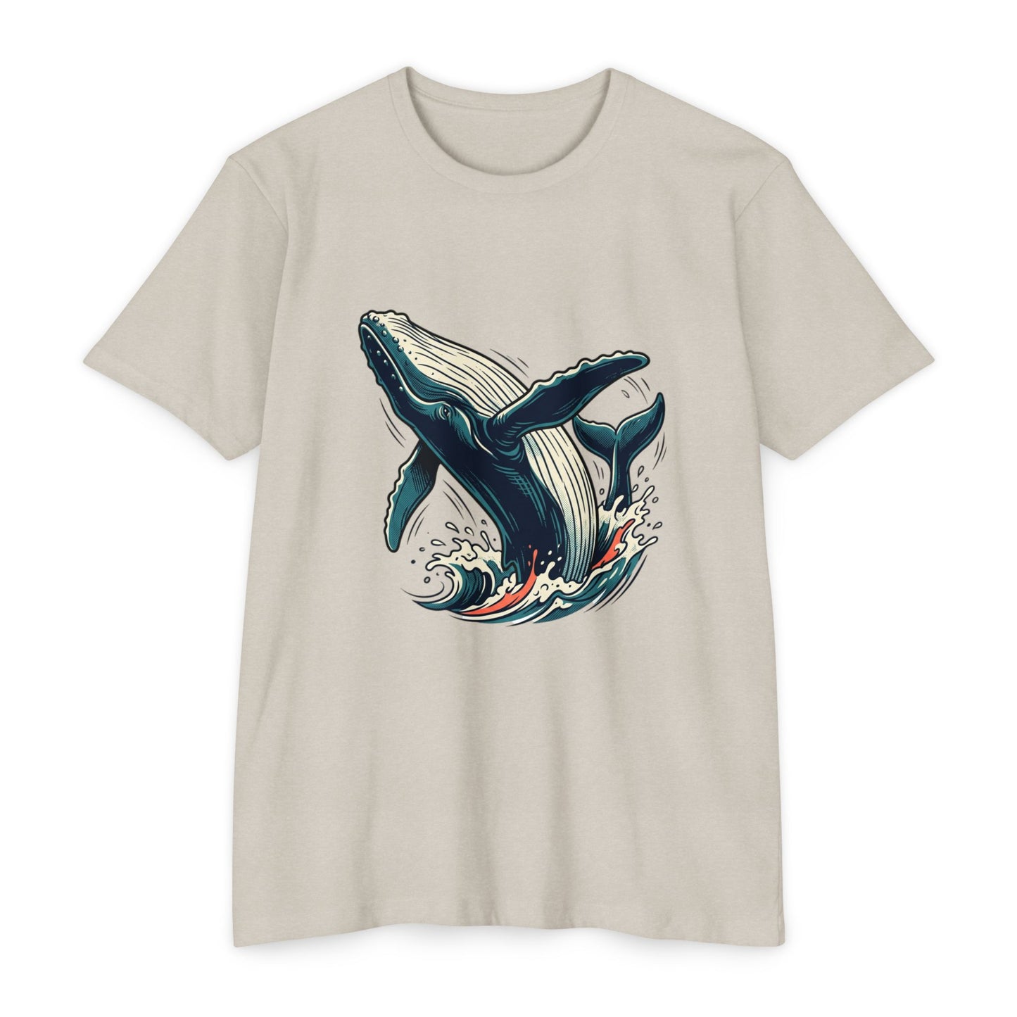 Whale Wave Graphic T-Shirt — Ocean Humpback Illustration Tee