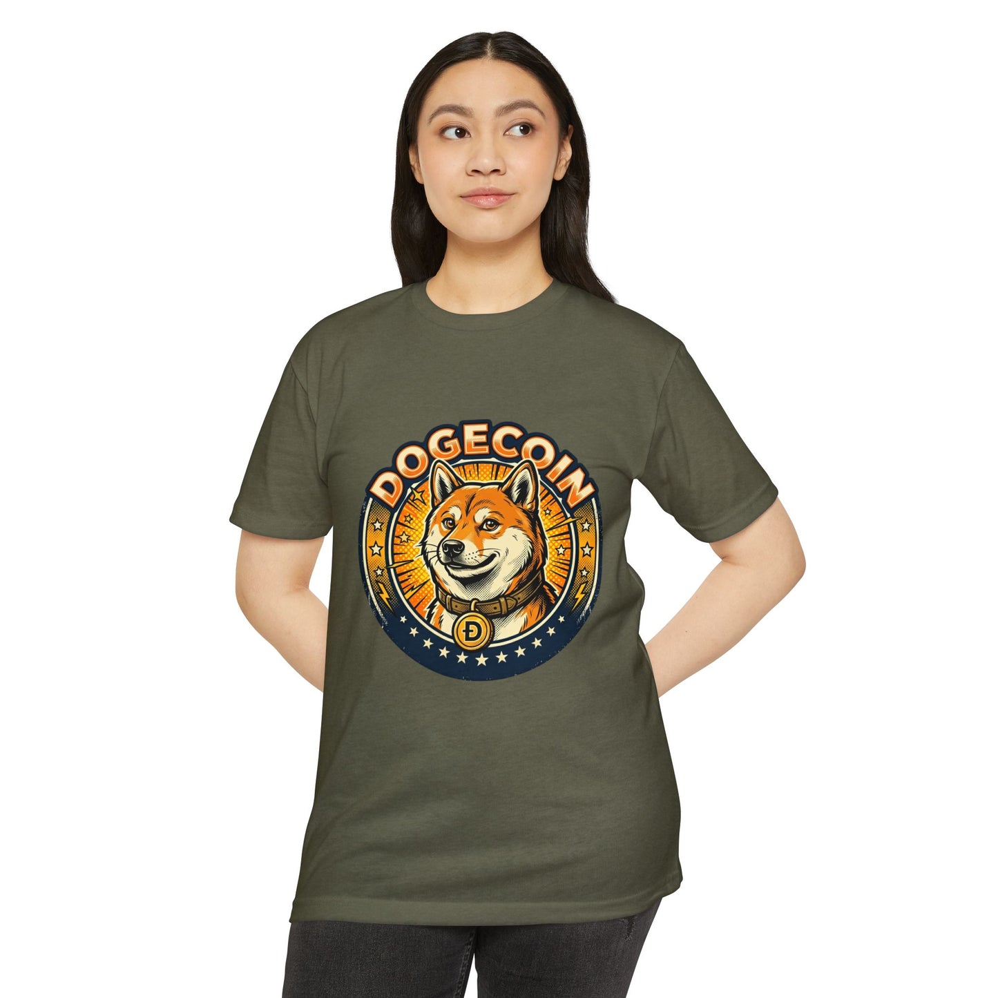 Dogecoin Coin Logo T‑Shirt — Retro Shiba Inu Crypto Tee