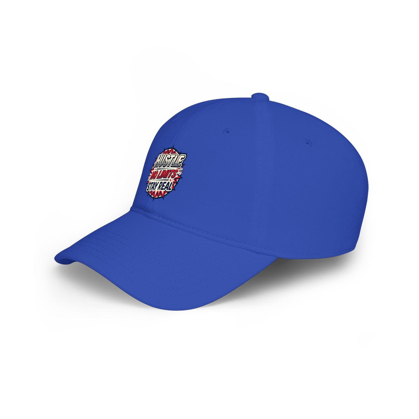 Hustle No Limits Stay Real Embroidered Baseball Cap — Red Low Profile