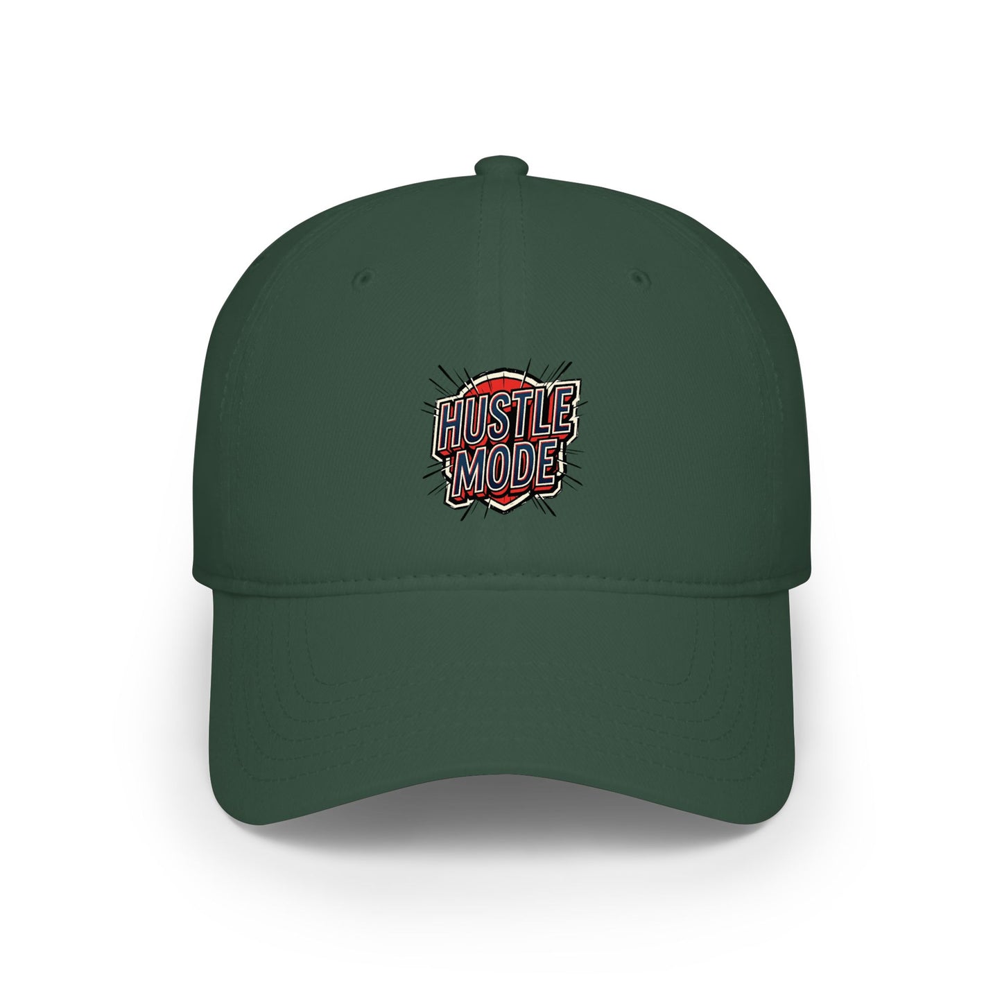 Hustle Mode Embroidered Baseball Cap — Low Profile Red Hat
