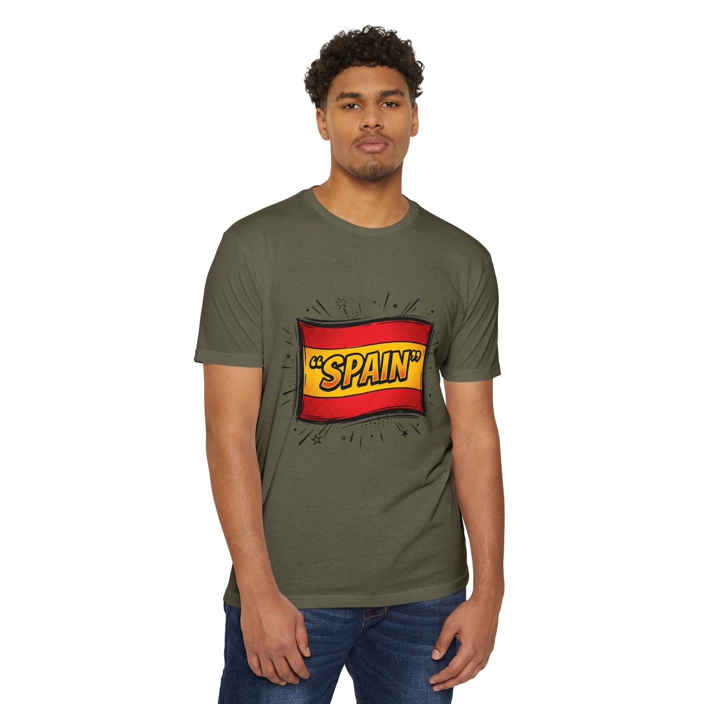 Spain Retro Comic Flag T-Shirt — 'SPAIN' Graphic Tee