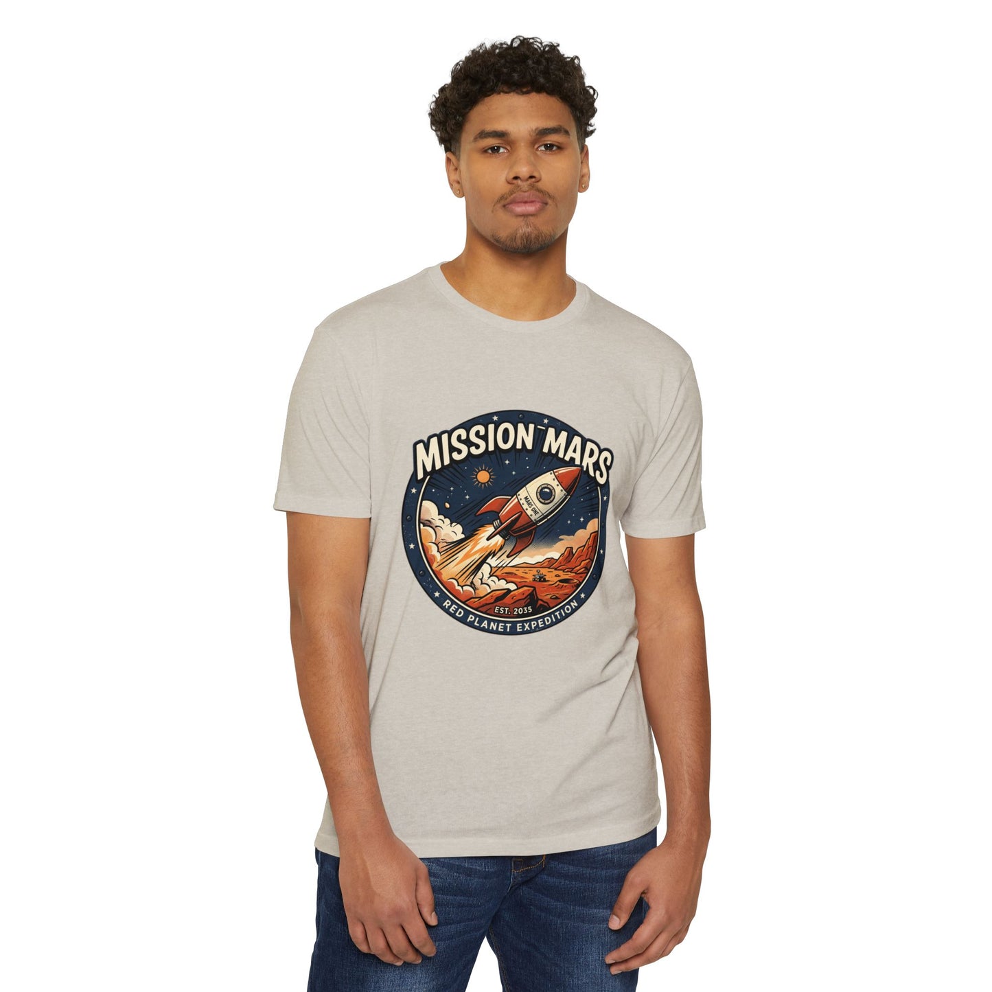 Mission Mars Rocket T‑Shirt — Retro Red Planet Expedition Tee