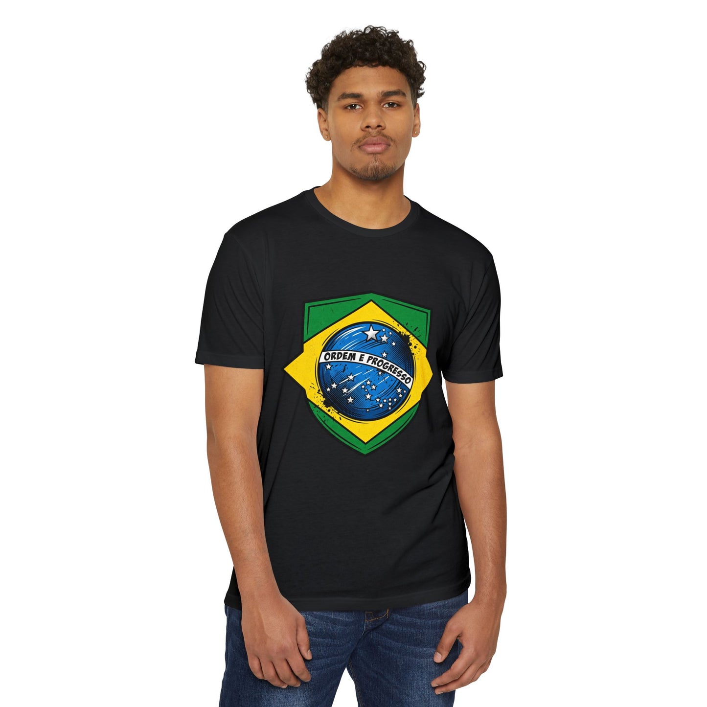 Brazil Flag Crest T-Shirt — Brazilian Soccer/Patriot Pride Tee