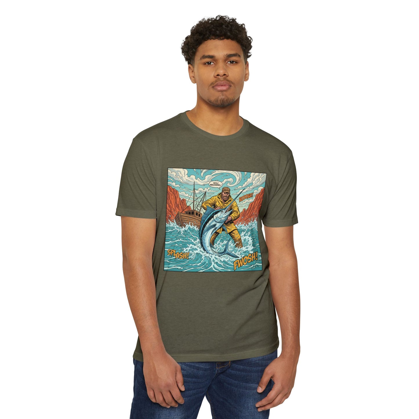 Retro Fisherman 'FWOSH' Fishing Graphic T-Shirt