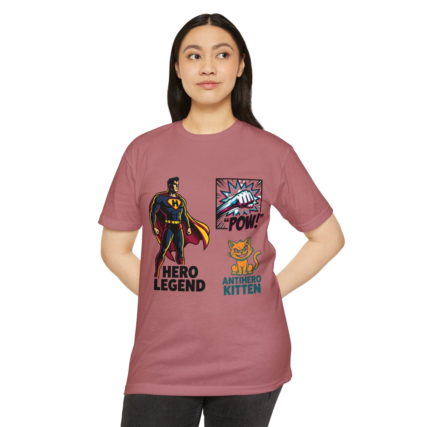 Hero Legend vs Antihero Kitten T-Shirt — Funny Comic Superhero Tee
