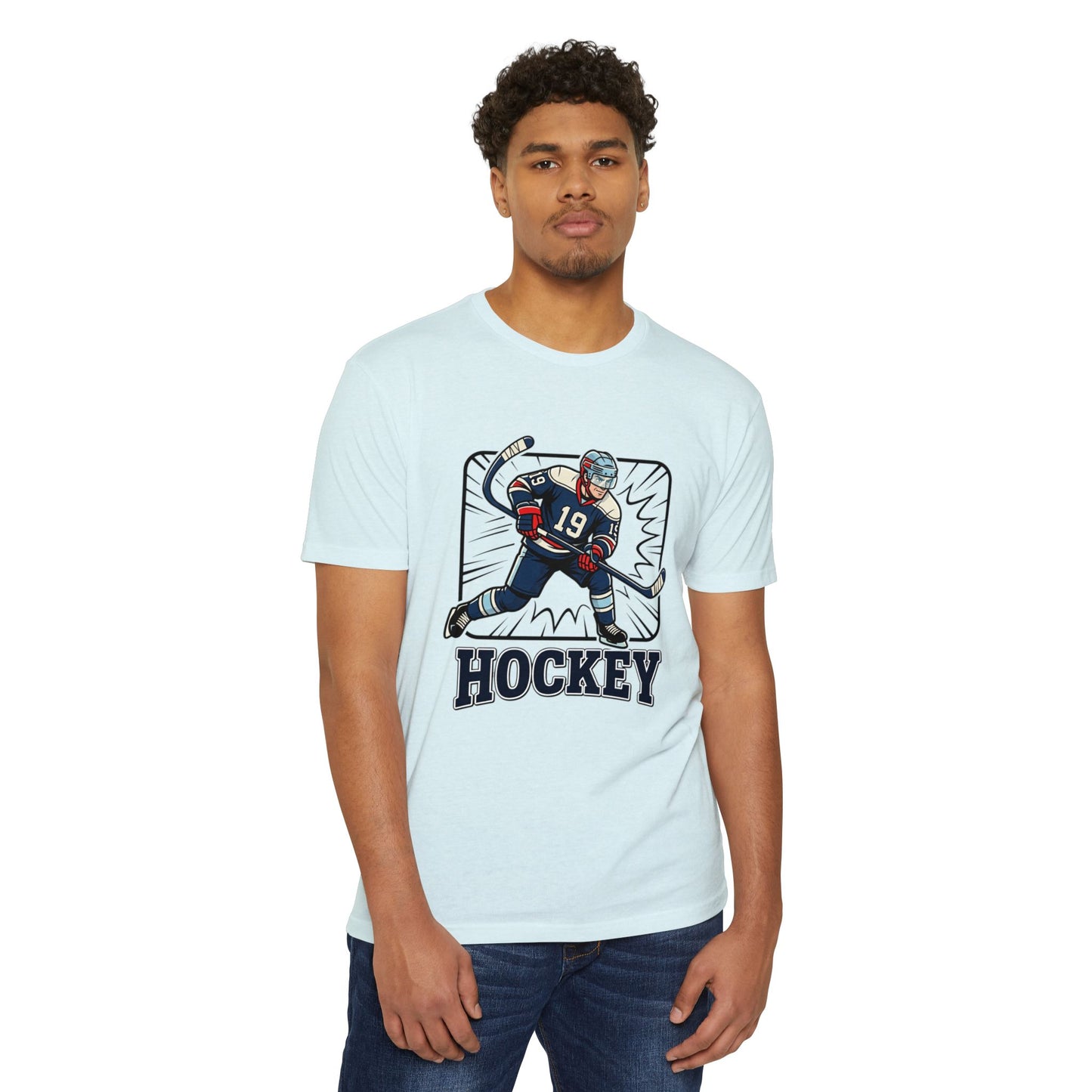 Hockey Player Graphic T-Shirt — Vintage Ice Hockey Jersey Tee