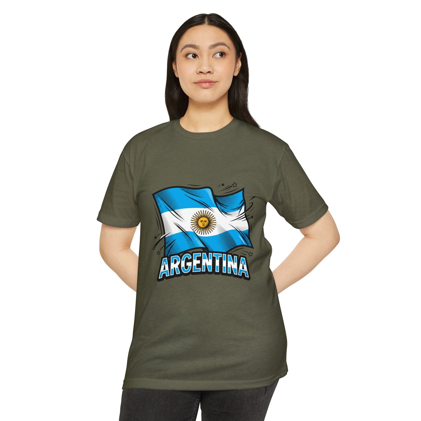 Argentina Flag Waving Graphic T-Shirt