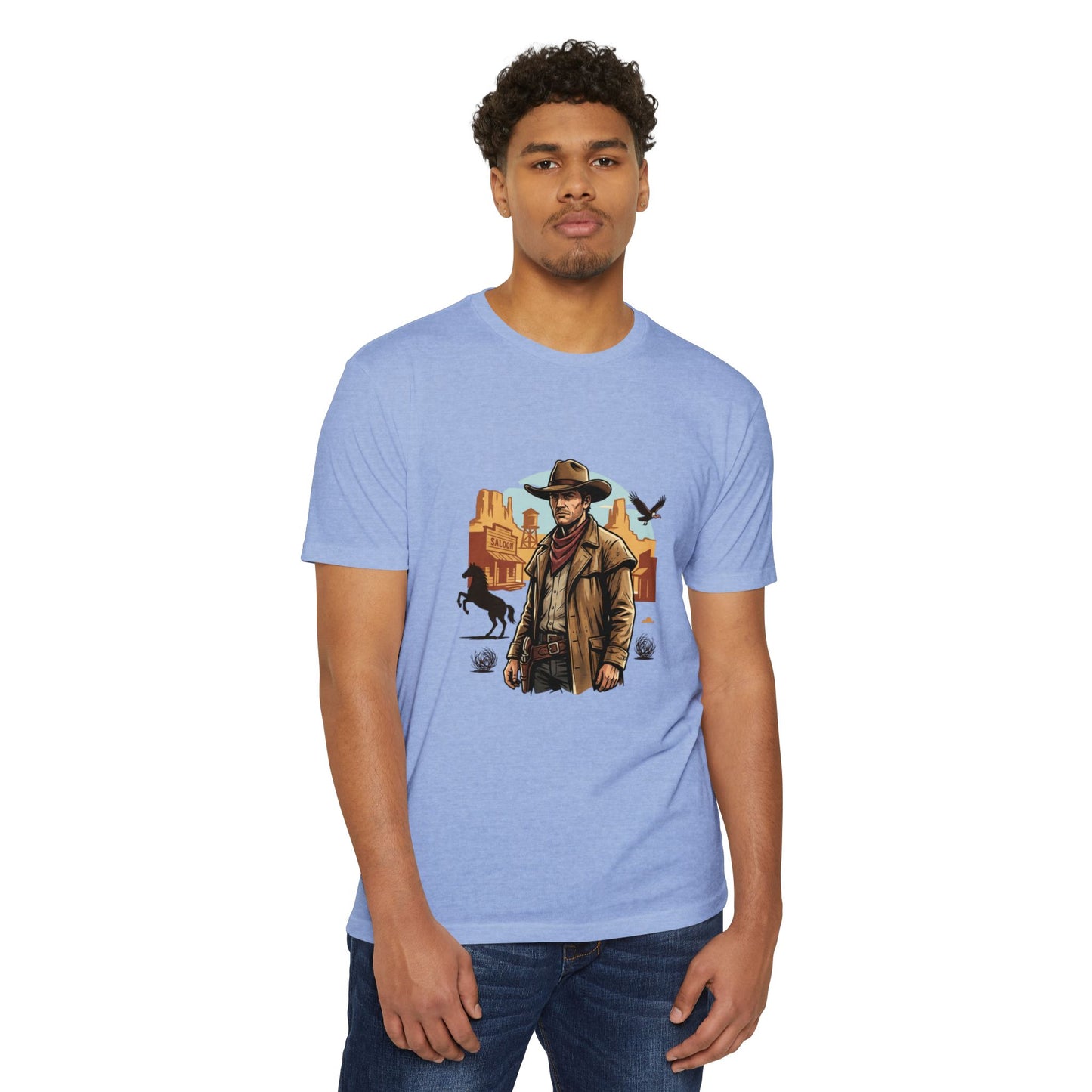 Western Cowboy Graphic T-Shirt — Desert Outlaw Illustration