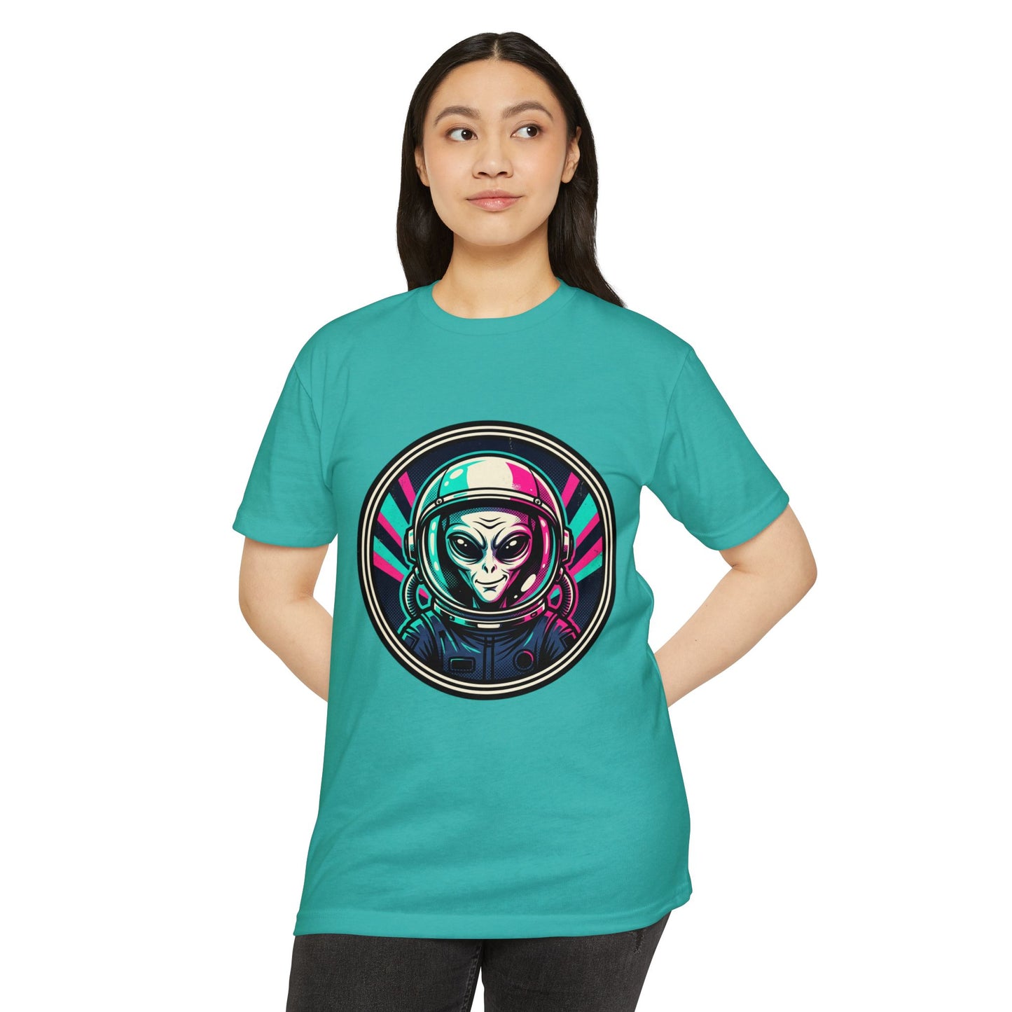 Alien Astronaut Neon Space Crew T‑Shirt