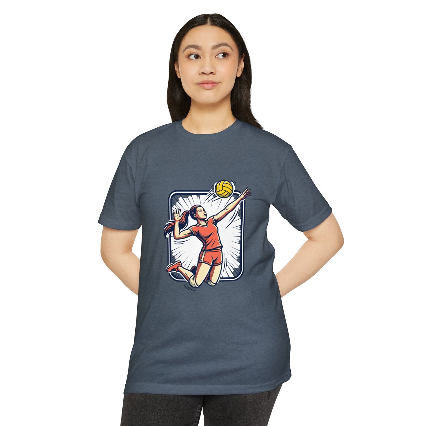 Volleyball Spike Graphic T-Shirt — Female Player Action Tee