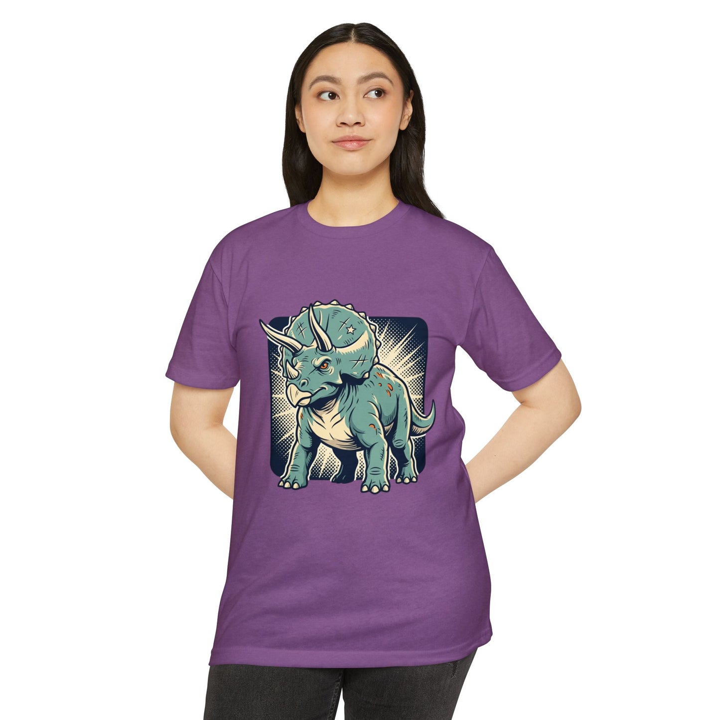 Retro Triceratops Graphic T-Shirt — Vintage Dino Illustration Tee