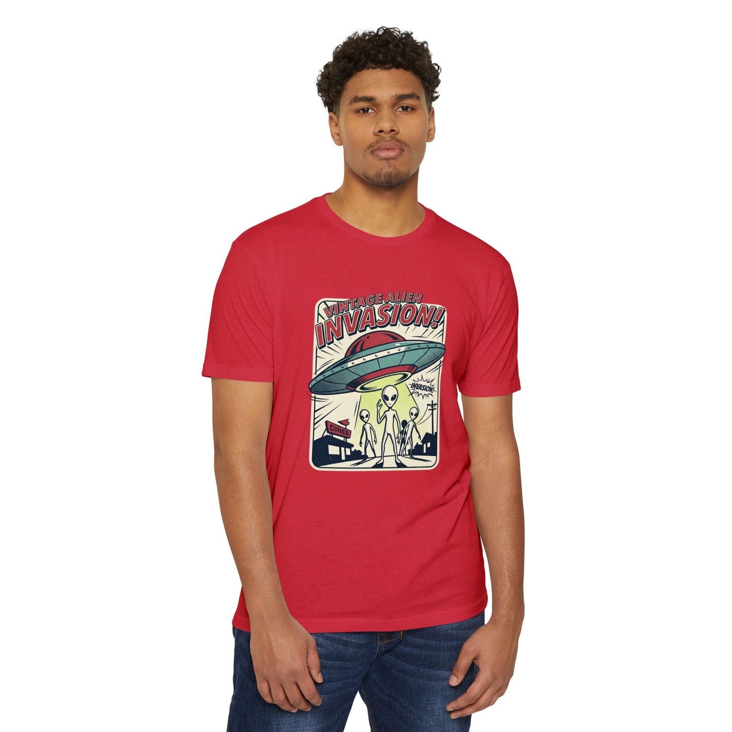 Alien Invasion Vintage UFO Sci‑Fi T-Shirt