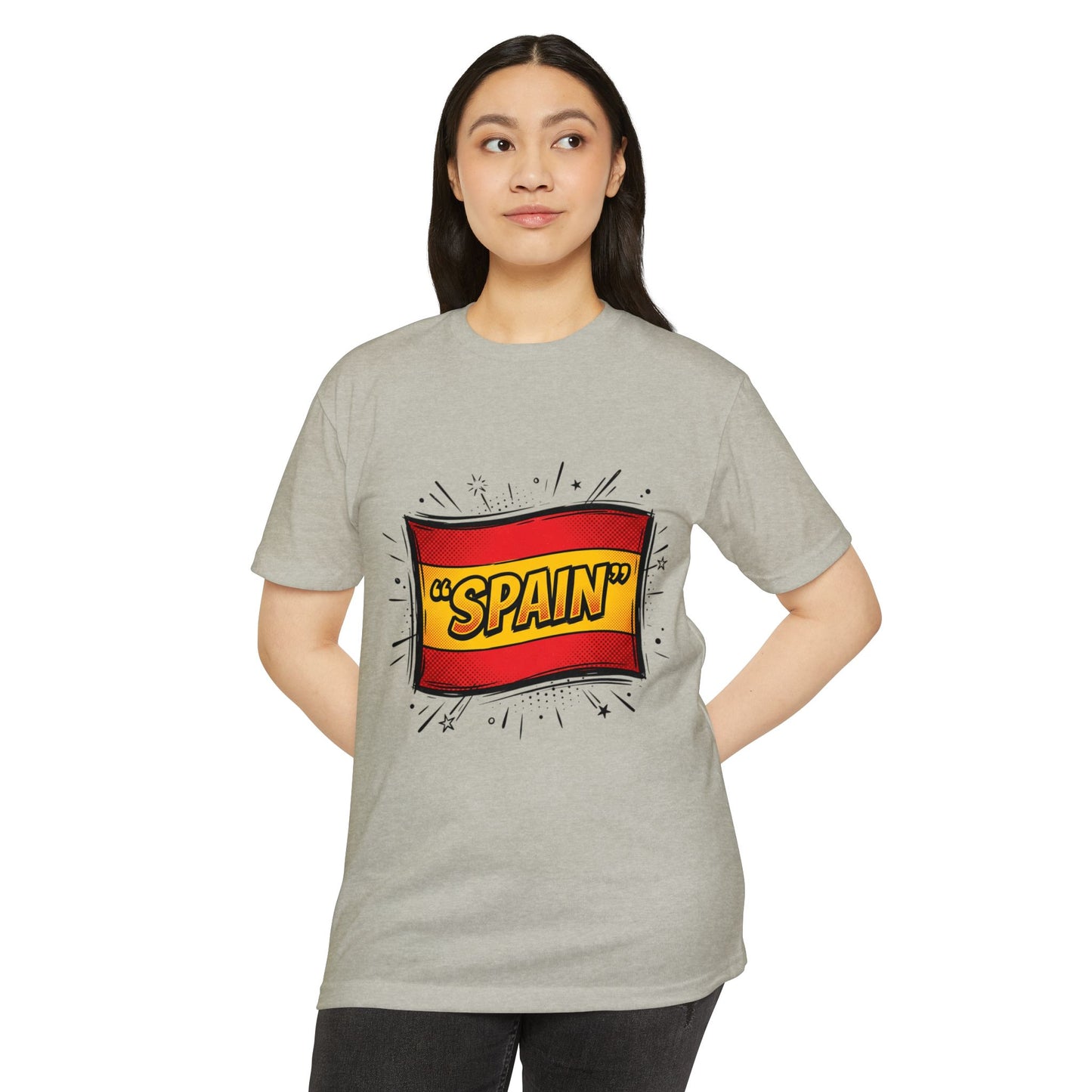 Spain Retro Comic Flag T-Shirt — 'SPAIN' Graphic Tee