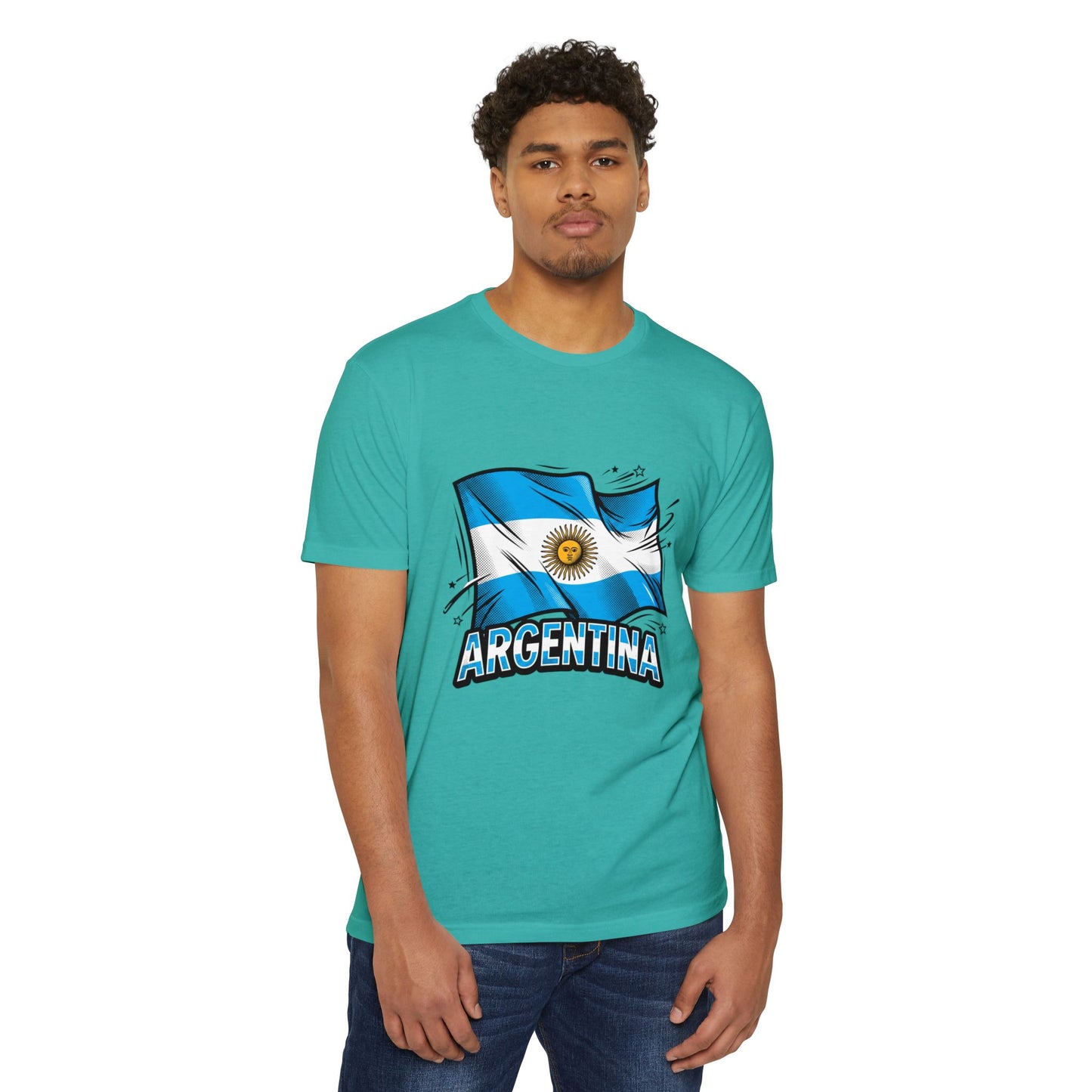Argentina Flag Waving Graphic T-Shirt
