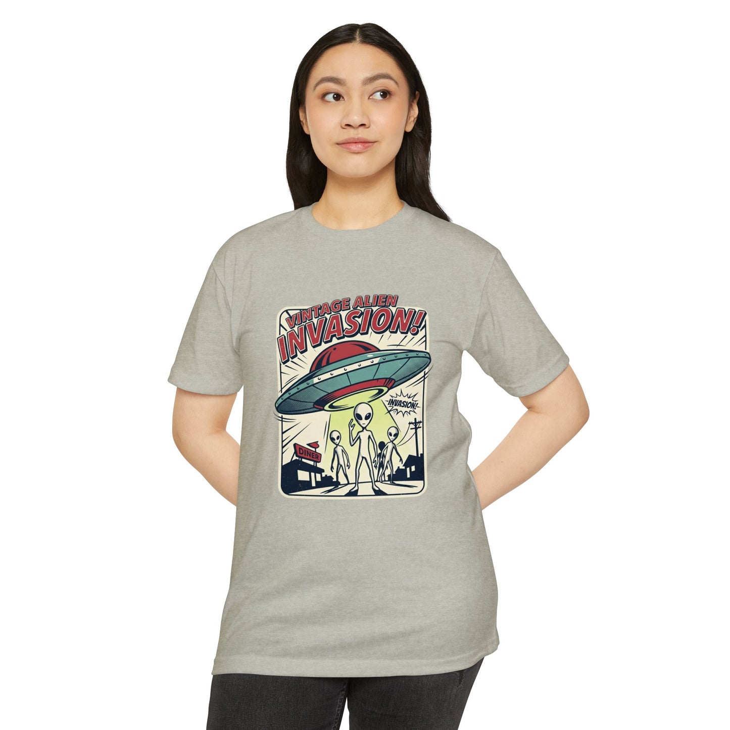 Alien Invasion Vintage UFO Sci‑Fi T-Shirt