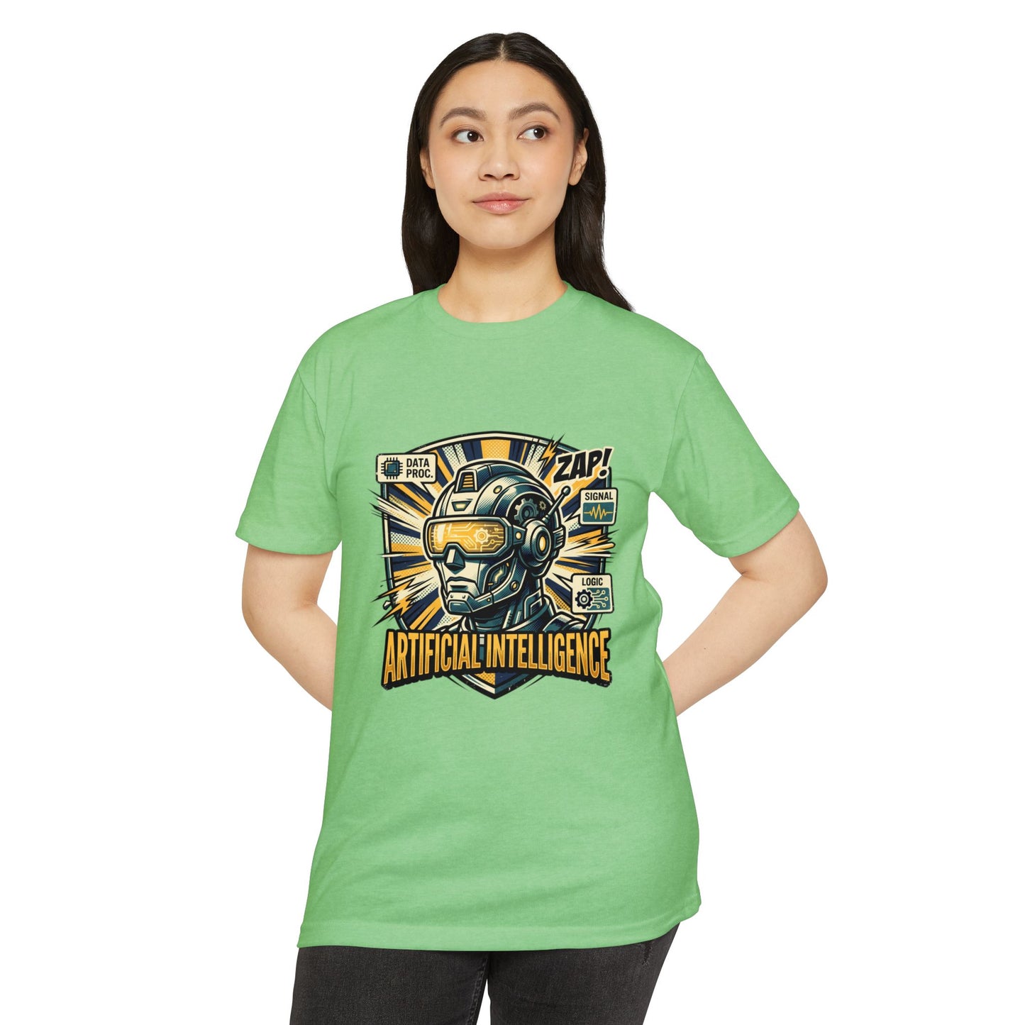 AI Robotics Graphic T-Shirt — "Artificial Intelligence" Retro Helmet Design