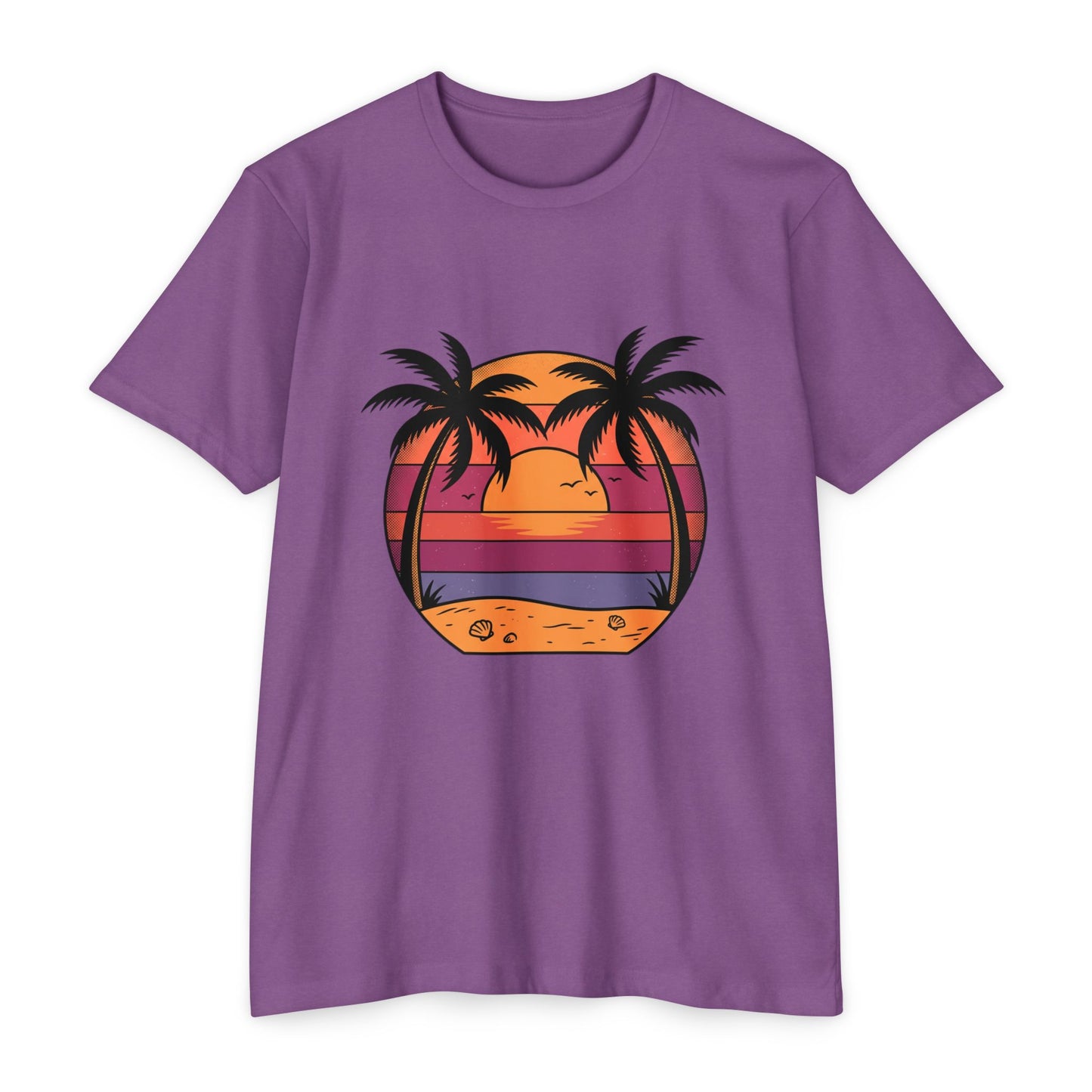 Sunset Palm Beach T-Shirt — Retro Tropical Sunset Graphic