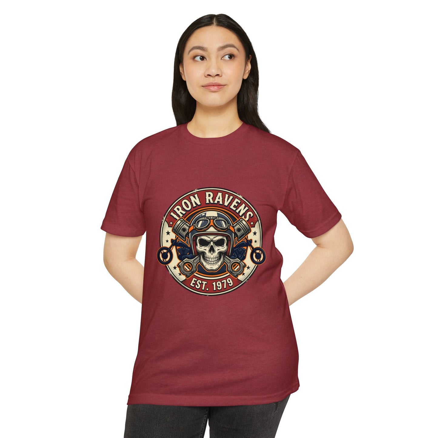 Iron Ravens Skull Motorcycle T-Shirt — Vintage Biker Graphic Tee (Est. 1979)