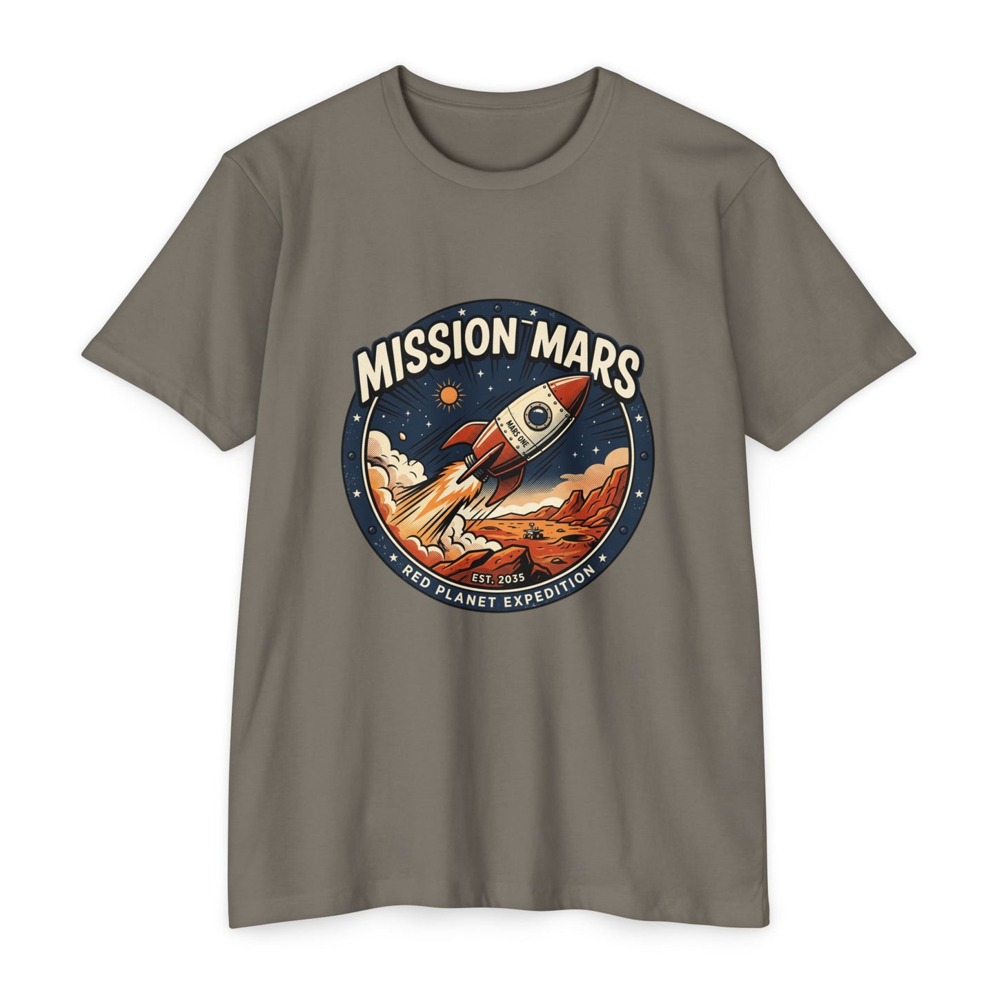 Mission Mars Rocket T‑Shirt — Retro Red Planet Expedition Tee