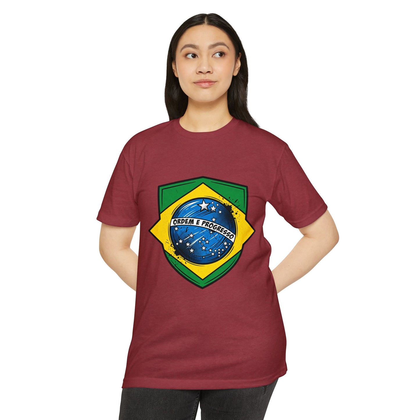 Brazil Flag Crest T-Shirt — Brazilian Soccer/Patriot Pride Tee