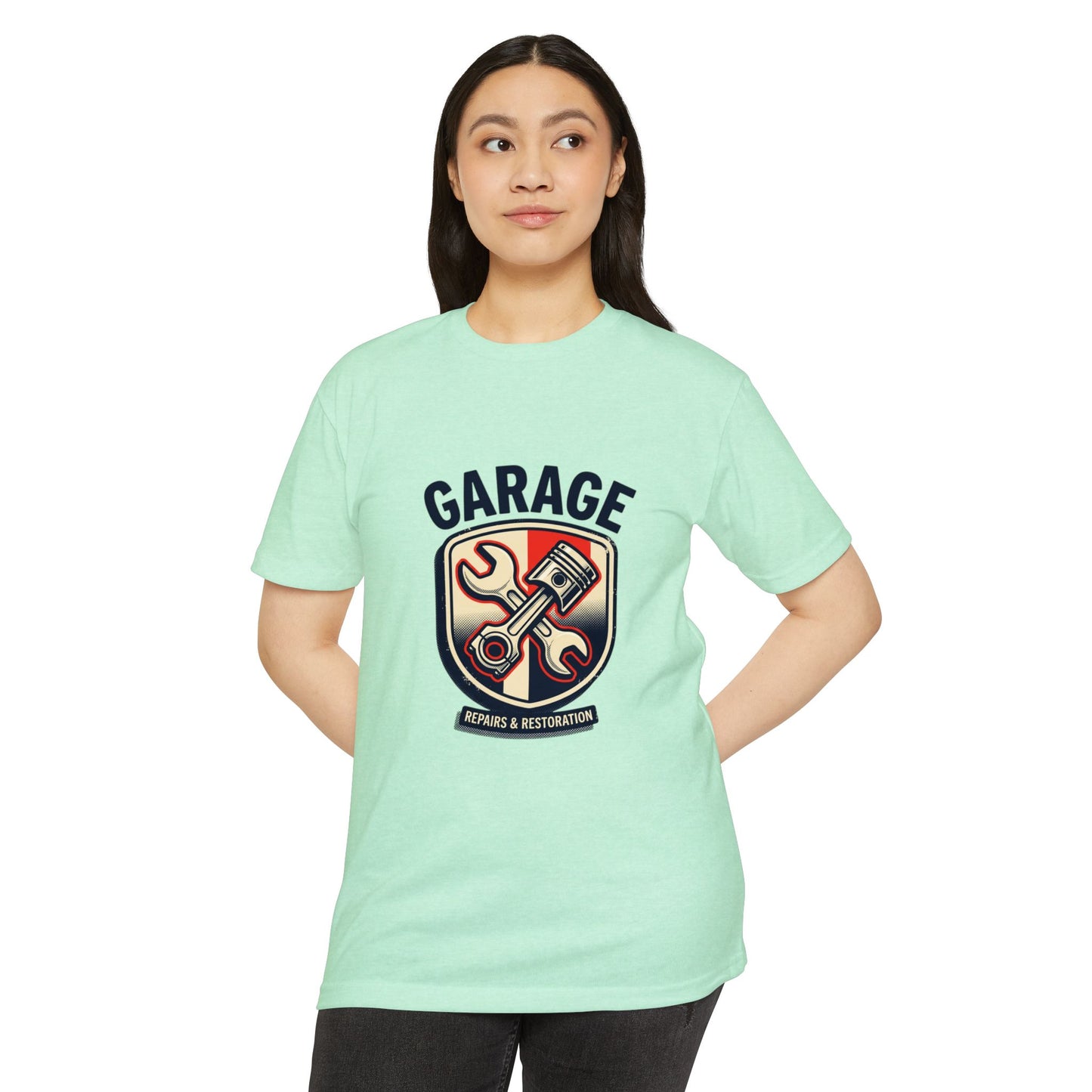 Garage Repairs & Restoration T-Shirt — Mechanic Tools Crest Tee